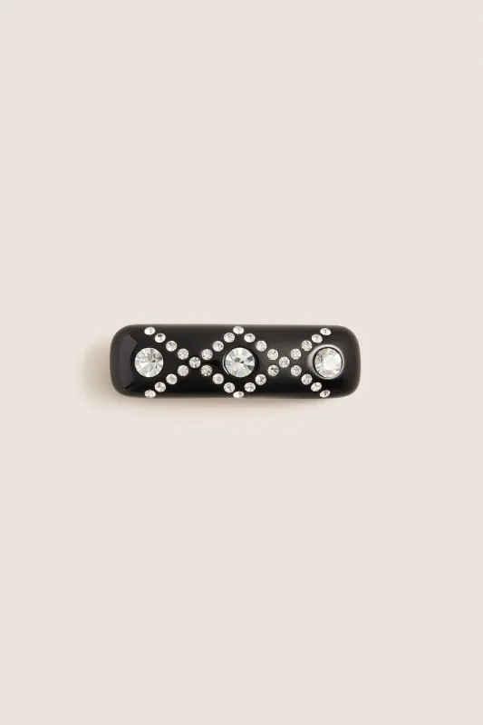 Black and Crystal Barrette made by Tuckernuck