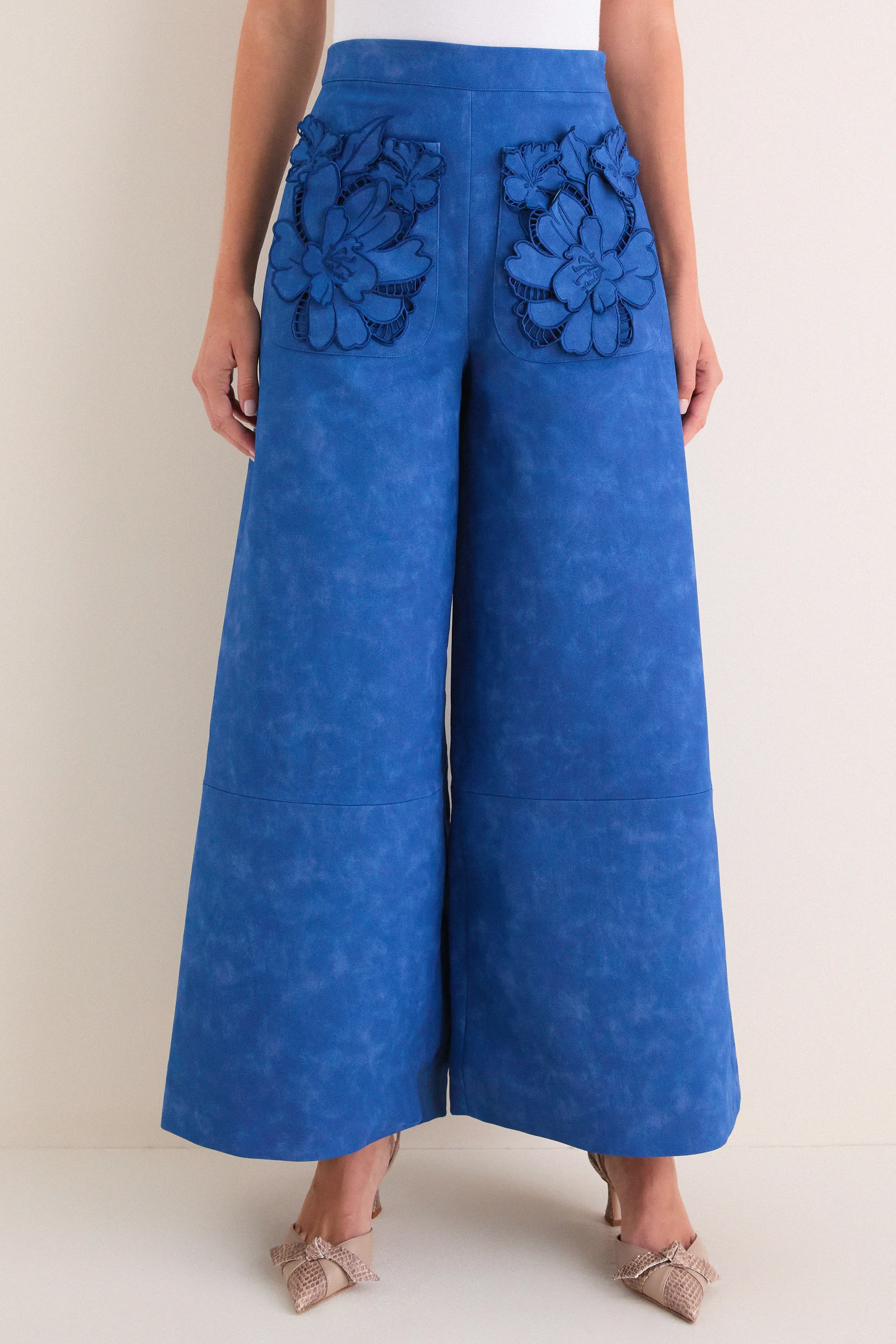 Azure Vegan Suede Applique Christina Pants sold by Tuckernuck