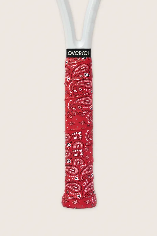Overset Red and White Bandana Overgrip made by Tuckernuck