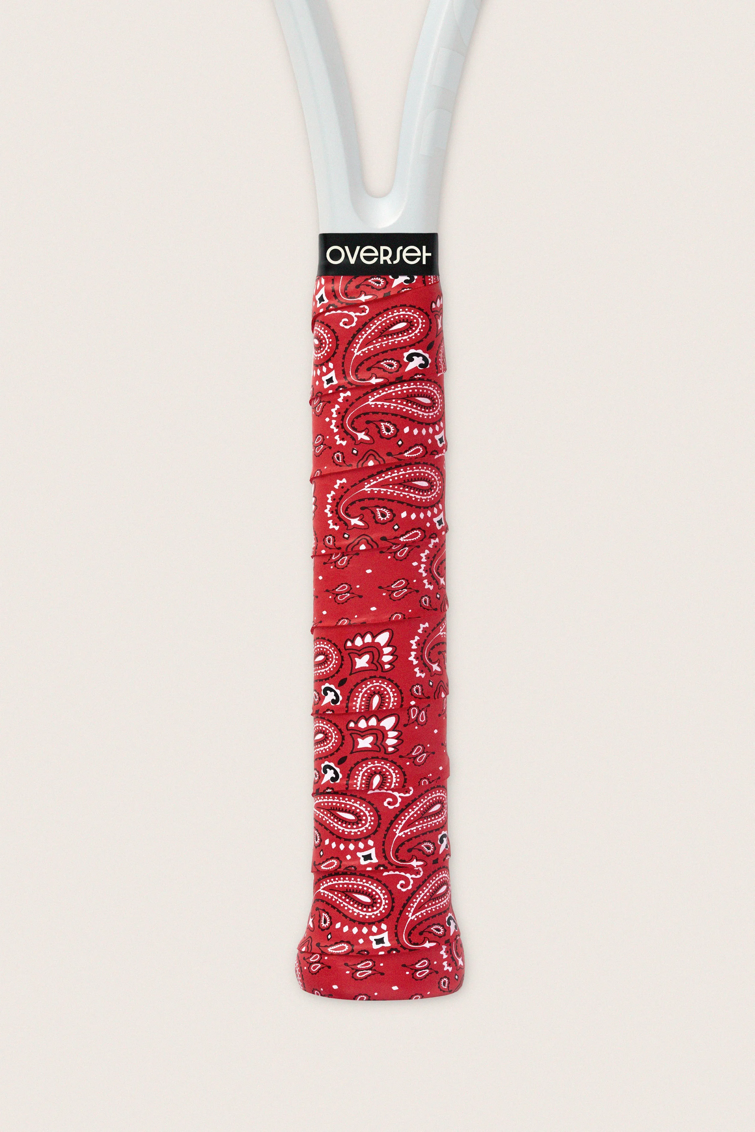 Overset Red and White Bandana Overgrip sold by Tuckernuck