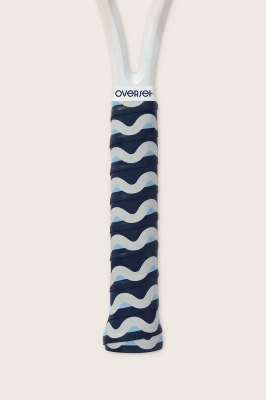 Overset White and Navy Wave Overgrip made by Tuckernuck