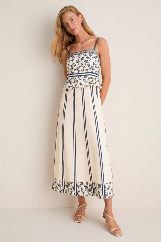 Ditsy Blue Mix Tucker Midi Dress made by Anna Cate