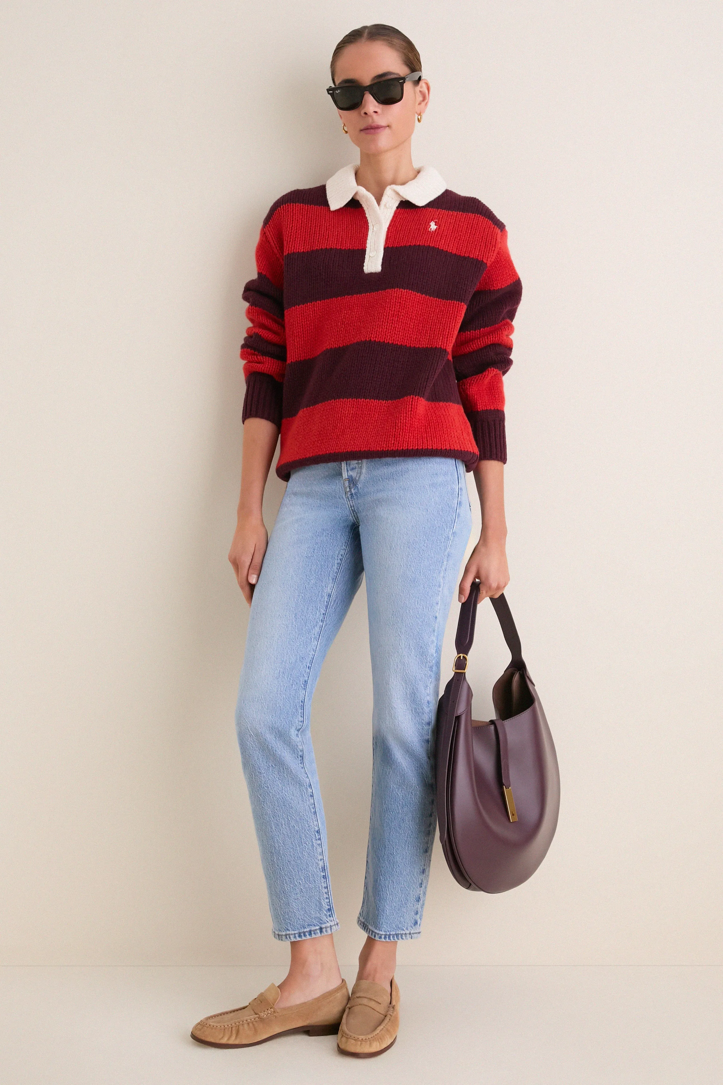 Harvard Wine Brandy Heather Long Sleeve Polo Rugby Sweater sold by Tuckernuck product image thumbnail 5