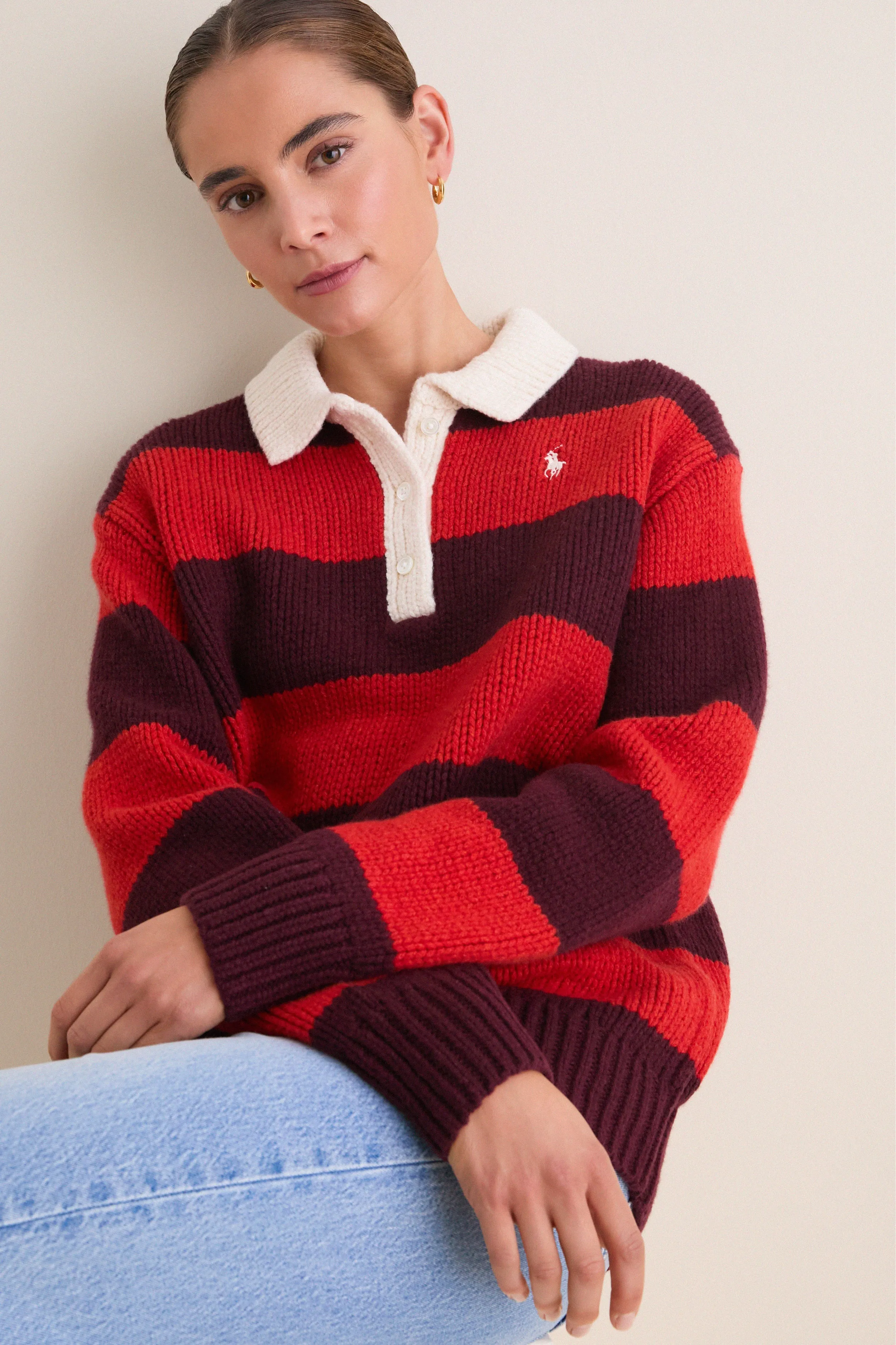 Harvard Wine Brandy Heather Long Sleeve Polo Rugby Sweater sold by Tuckernuck product image thumbnail 4