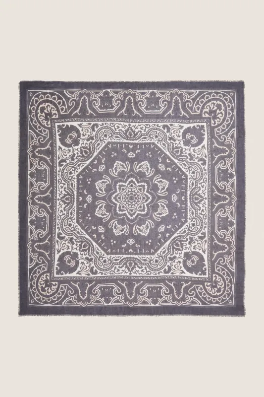 Navy Bandana Silk Cashmere Blend Large Scarf made by Tuckernuck
