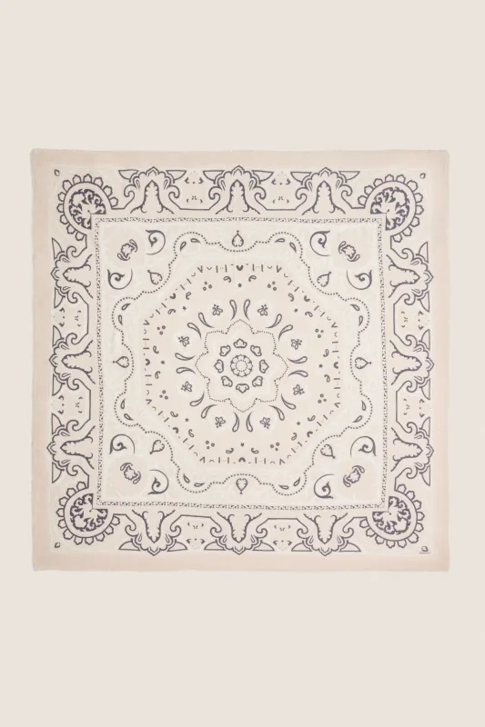 Cream Bandana Silk Cashmere Blend Large Scarf made by Tuckernuck