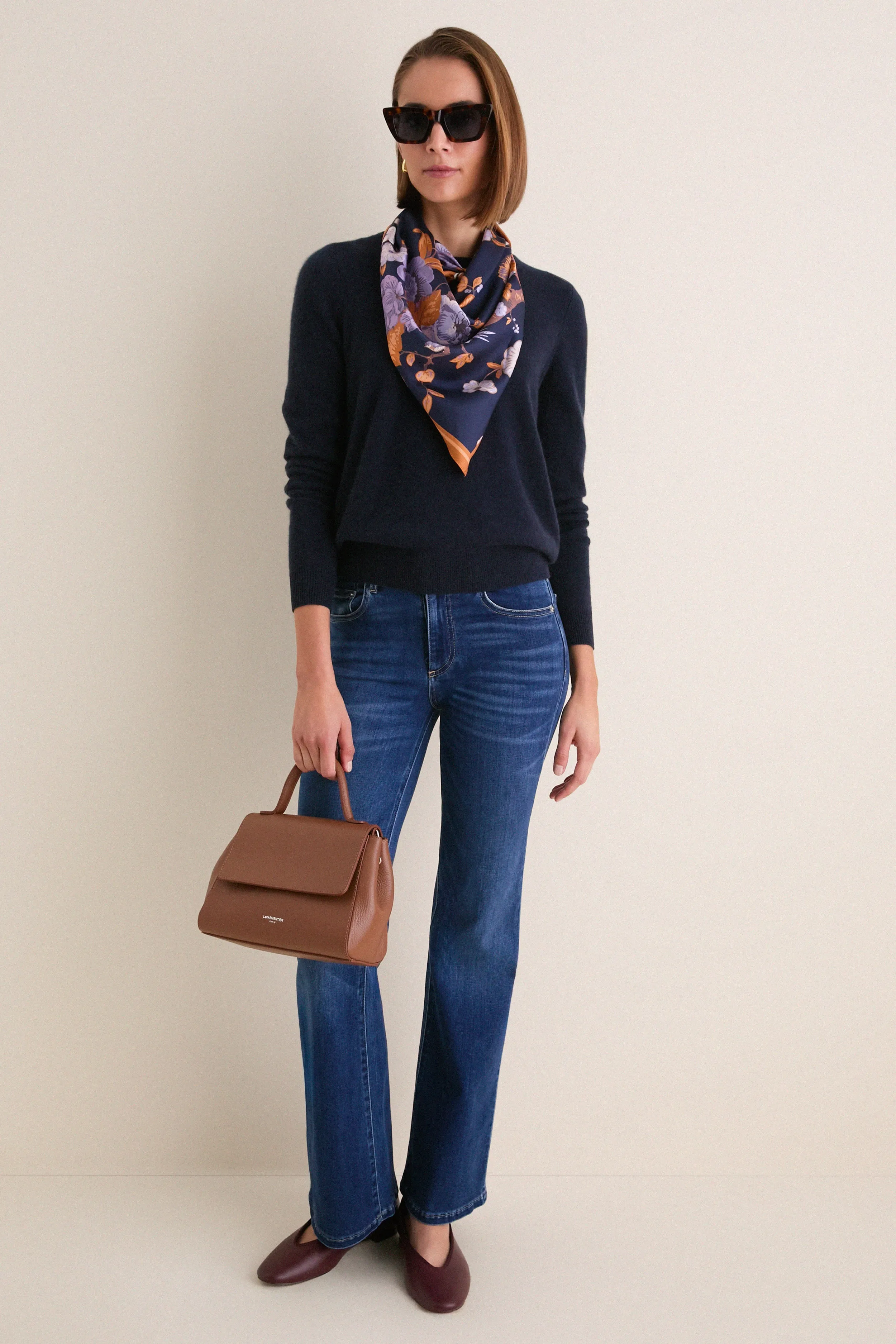Navy Baroque Floral Medium Silk Scarf sold by Tuckernuck product image thumbnail 3