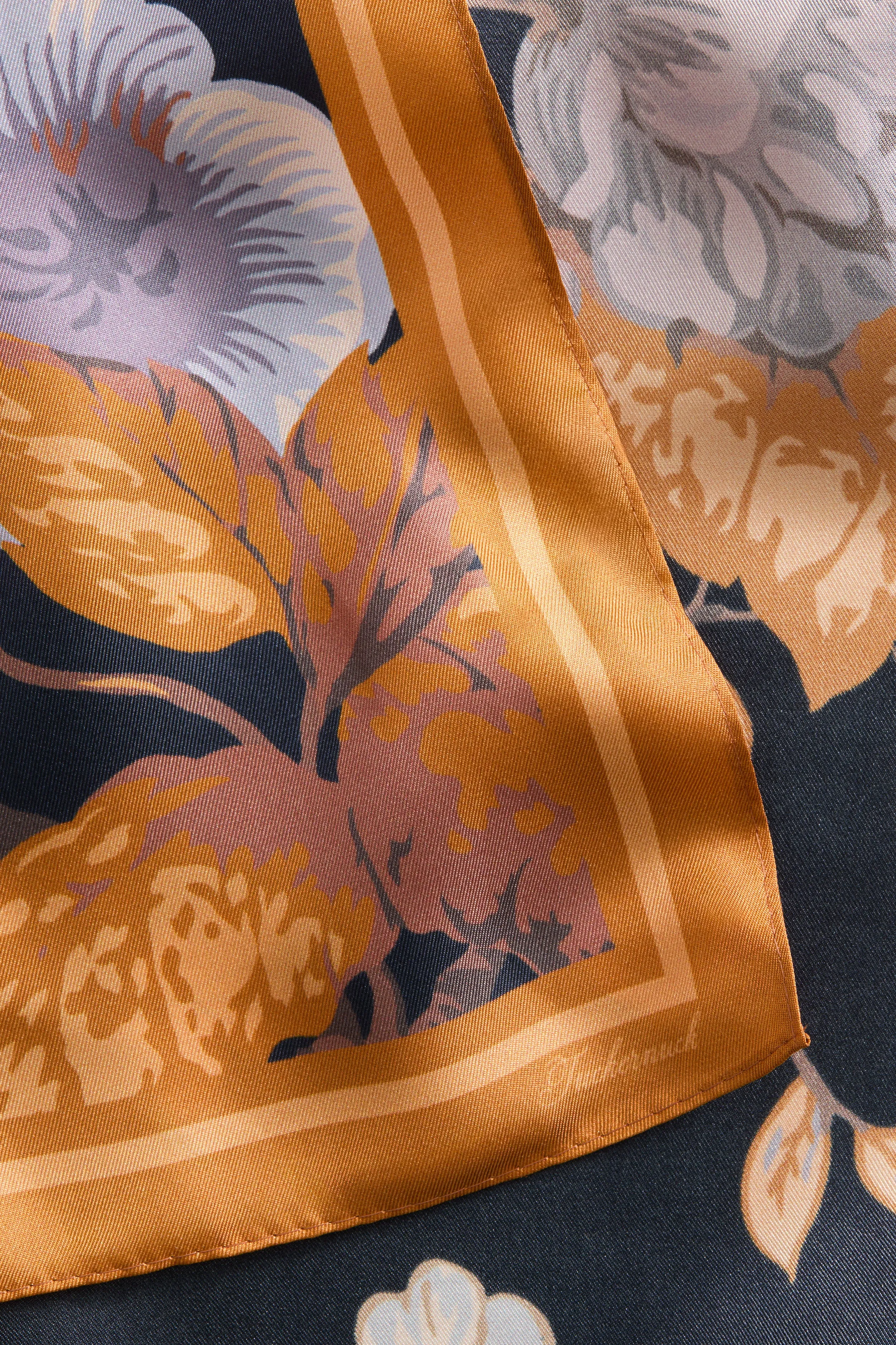 Navy Baroque Floral Medium Silk Scarf sold by Tuckernuck product image thumbnail 4