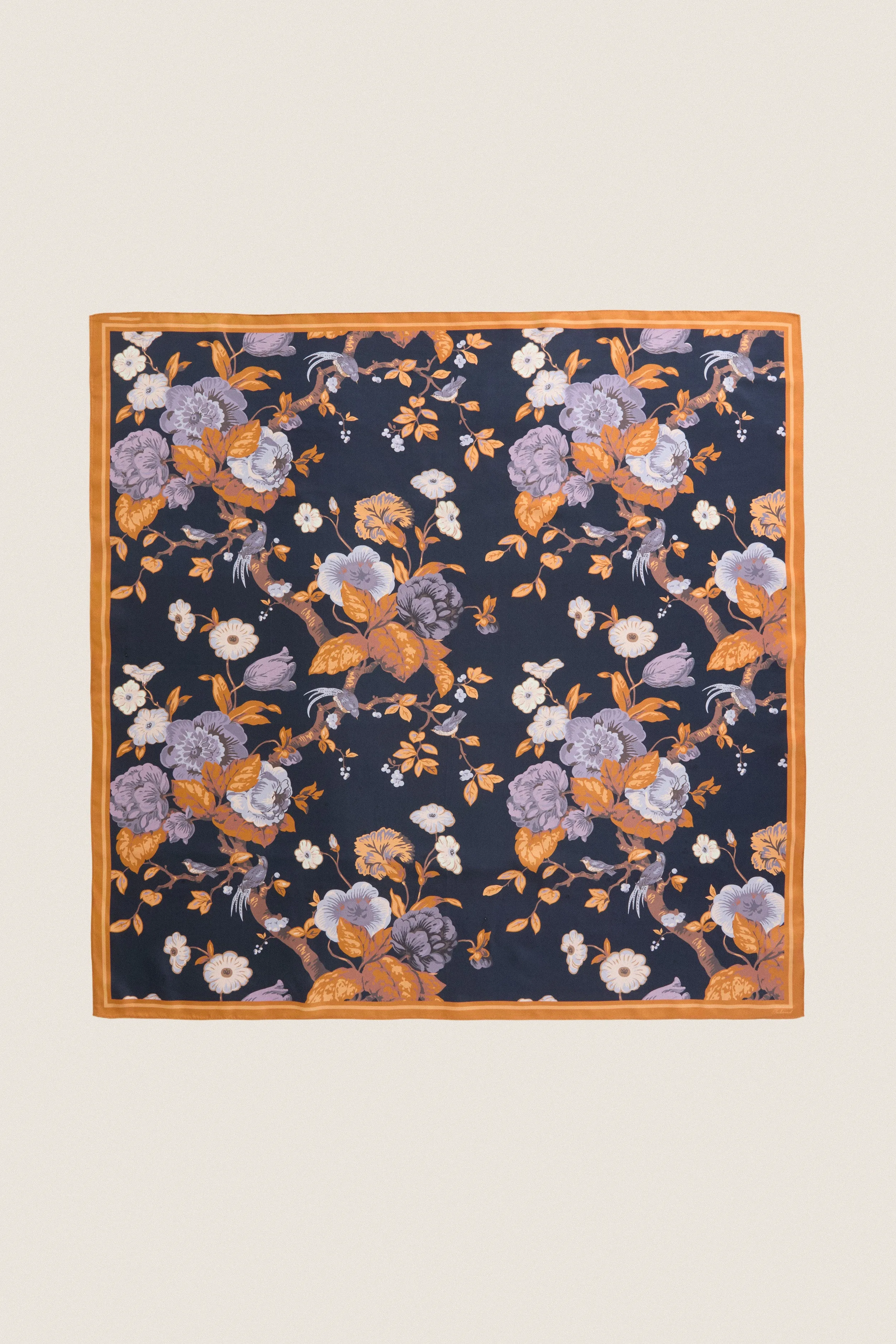 Navy Baroque Floral Medium Silk Scarf sold by Tuckernuck
