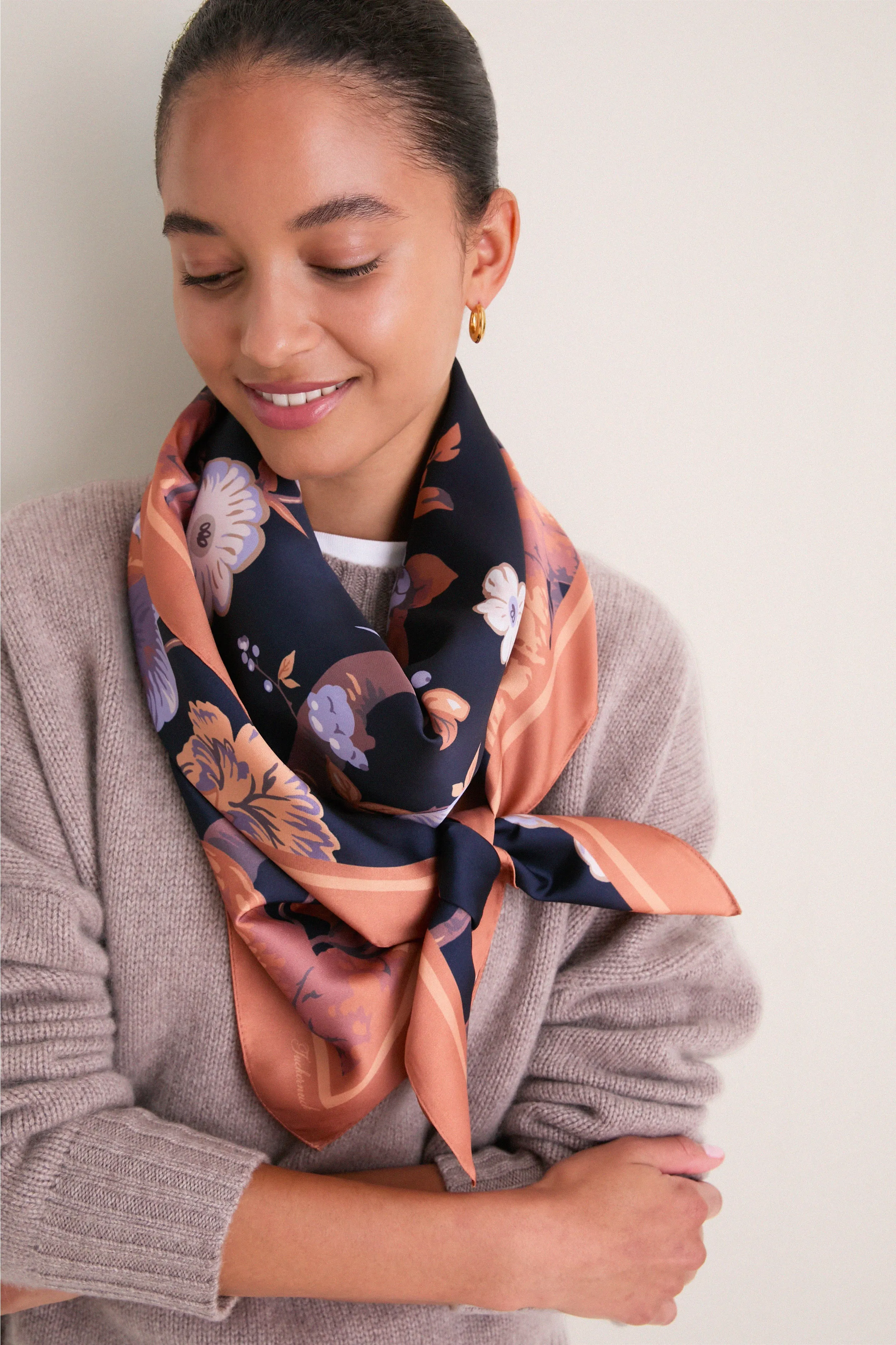 Navy Baroque Floral Large Scarf sold by Tuckernuck product image thumbnail 2