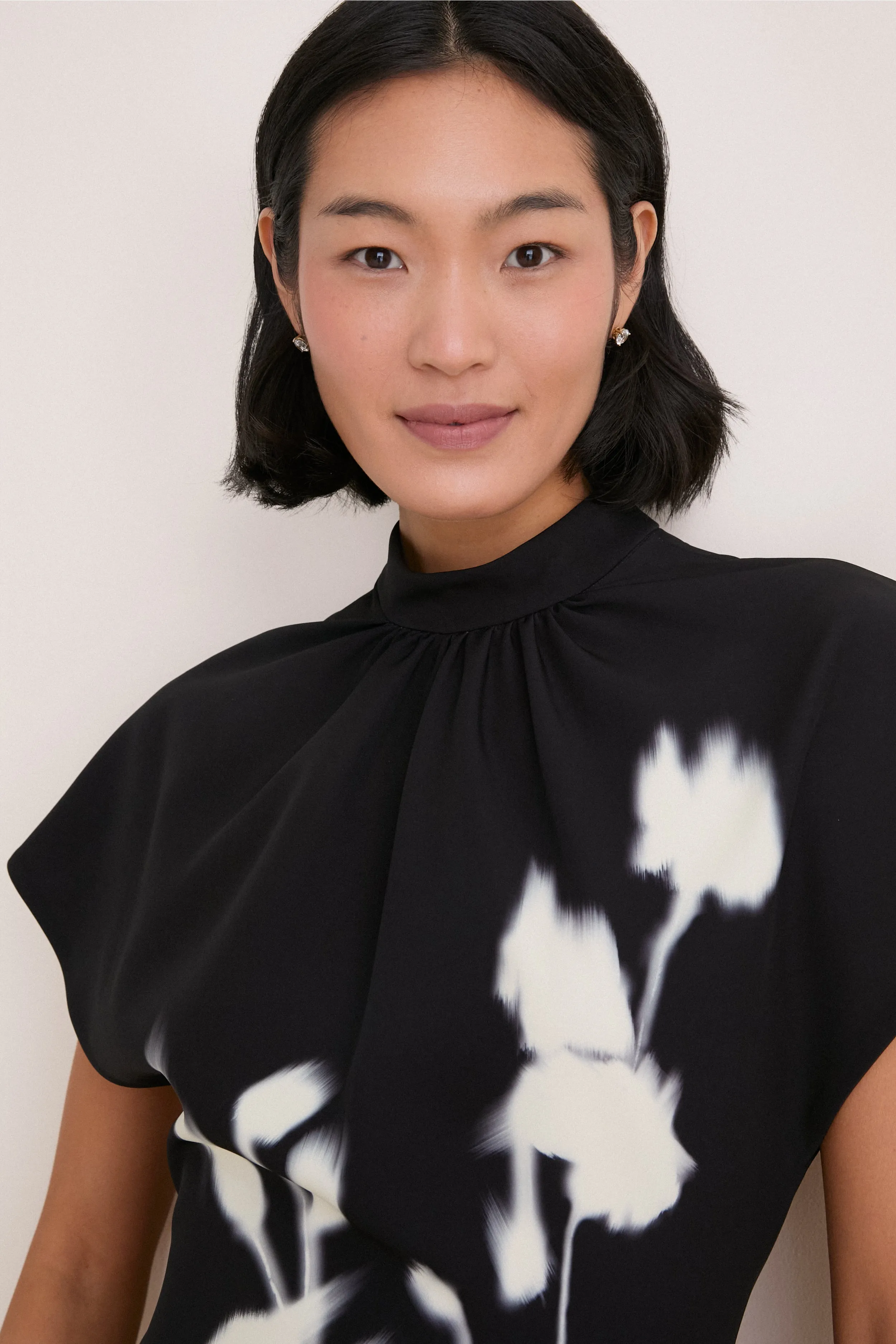 Black Floral Crepe Stella Dress sold by Tuckernuck product image thumbnail 2