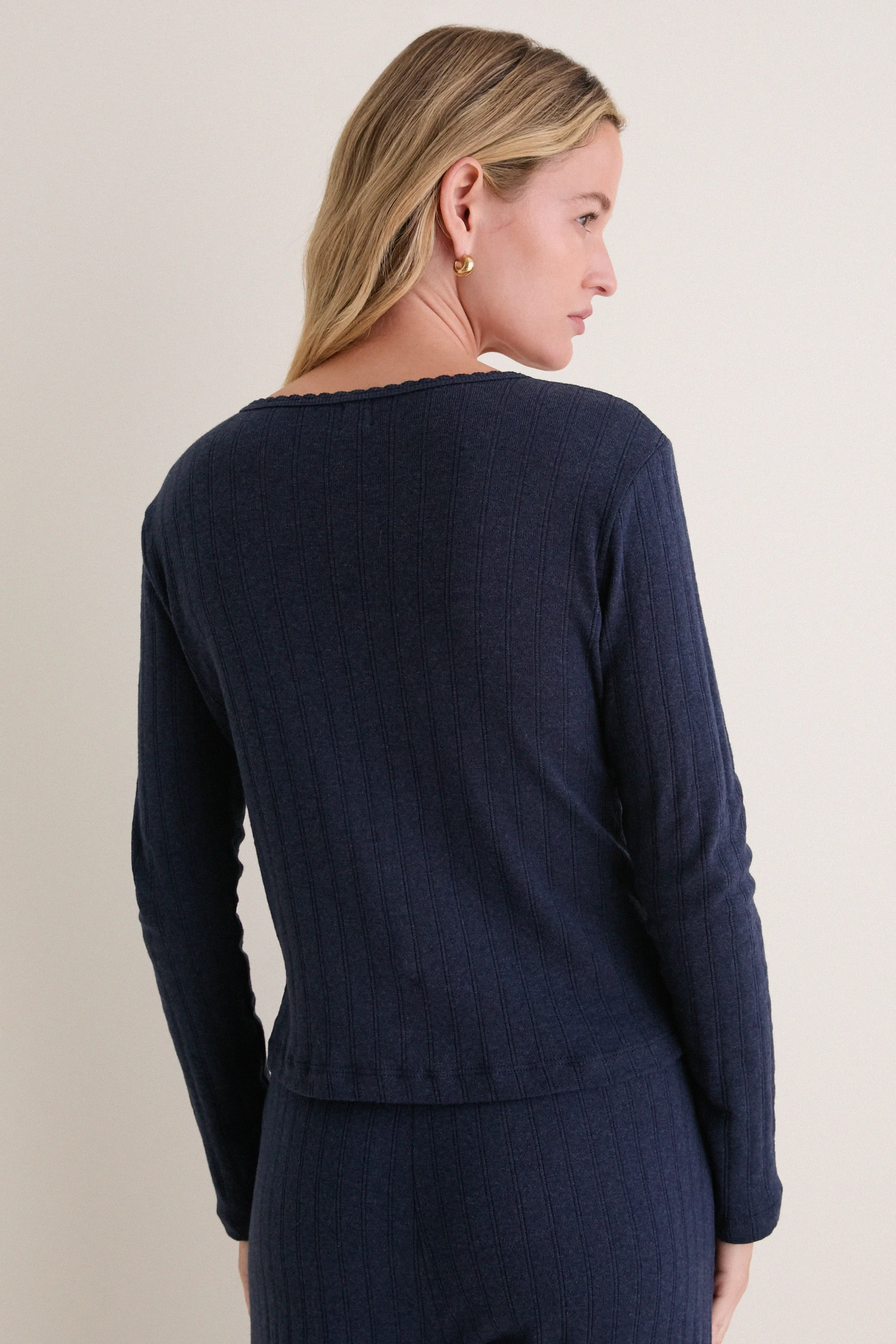 Midnight Melange Pointelle Classic Cardigan II sold by Tuckernuck product image thumbnail 5