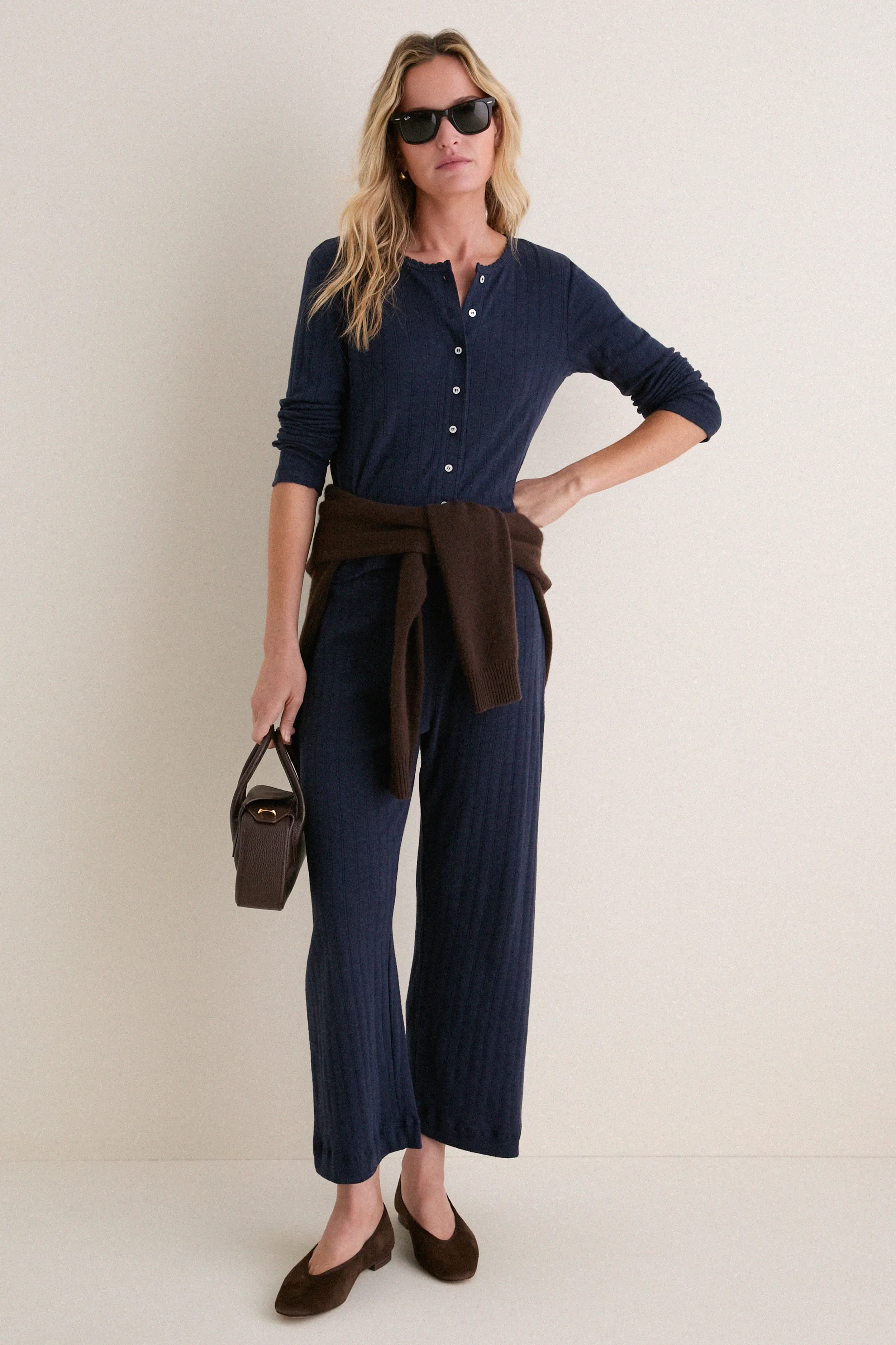 Midnight Melange Pointelle Classic Cardigan II sold by Tuckernuck product image thumbnail 3