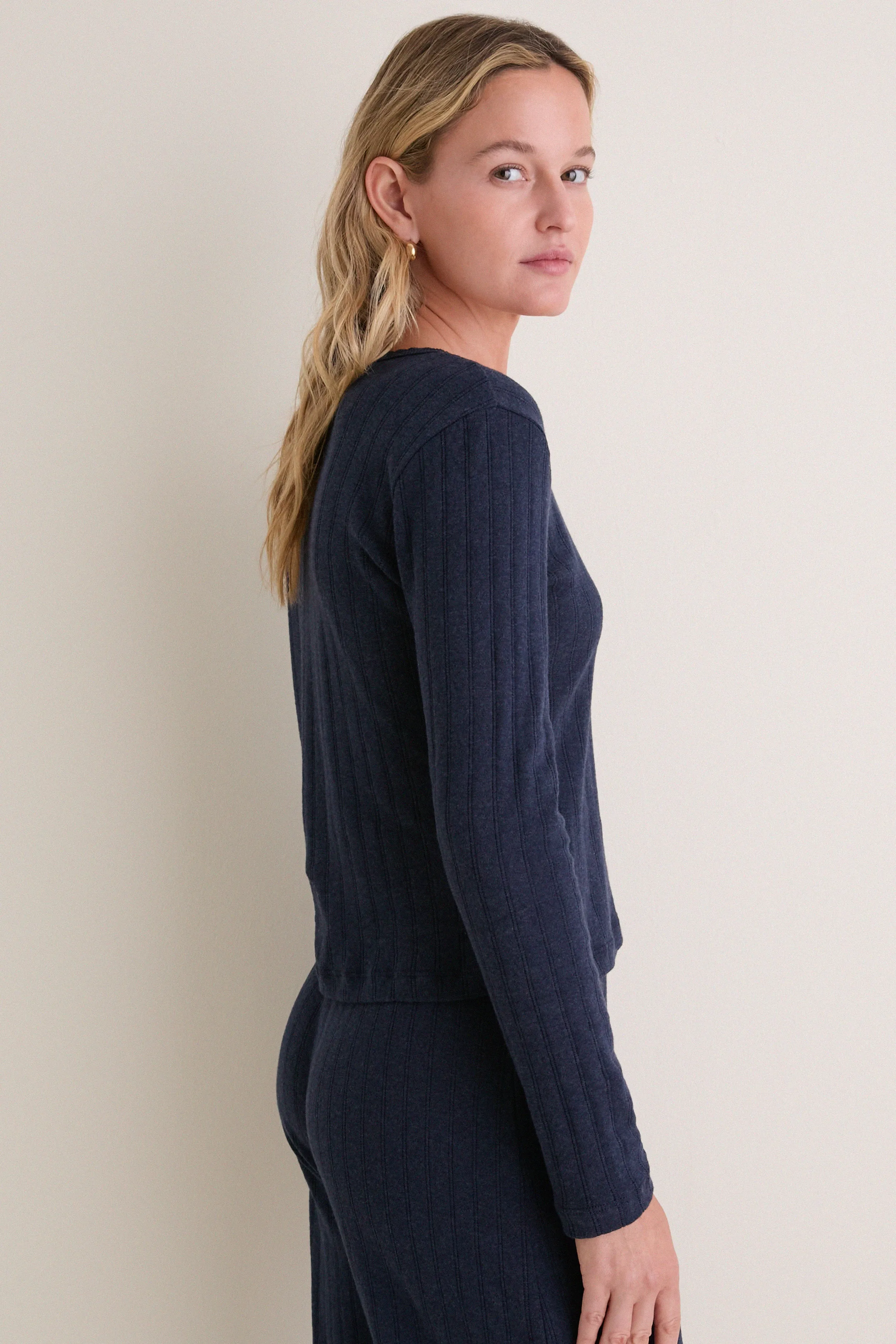 Midnight Melange Pointelle Classic Cardigan II sold by Tuckernuck product image thumbnail 4