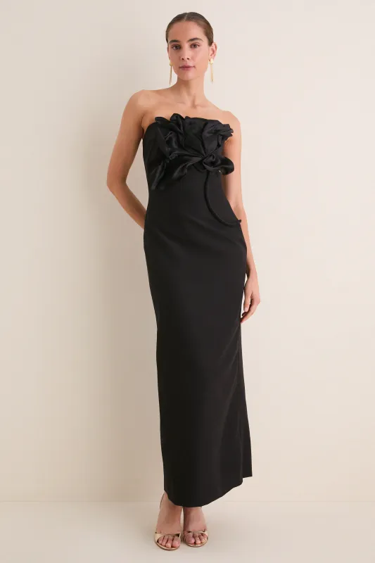 Black Memoria Viva Embellished Maxi Dress made by ANDRES OTALORA