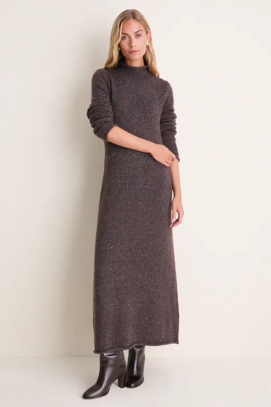 Brown Speckled Merino Blend Burton Sweater Dress made by Tuckernuck