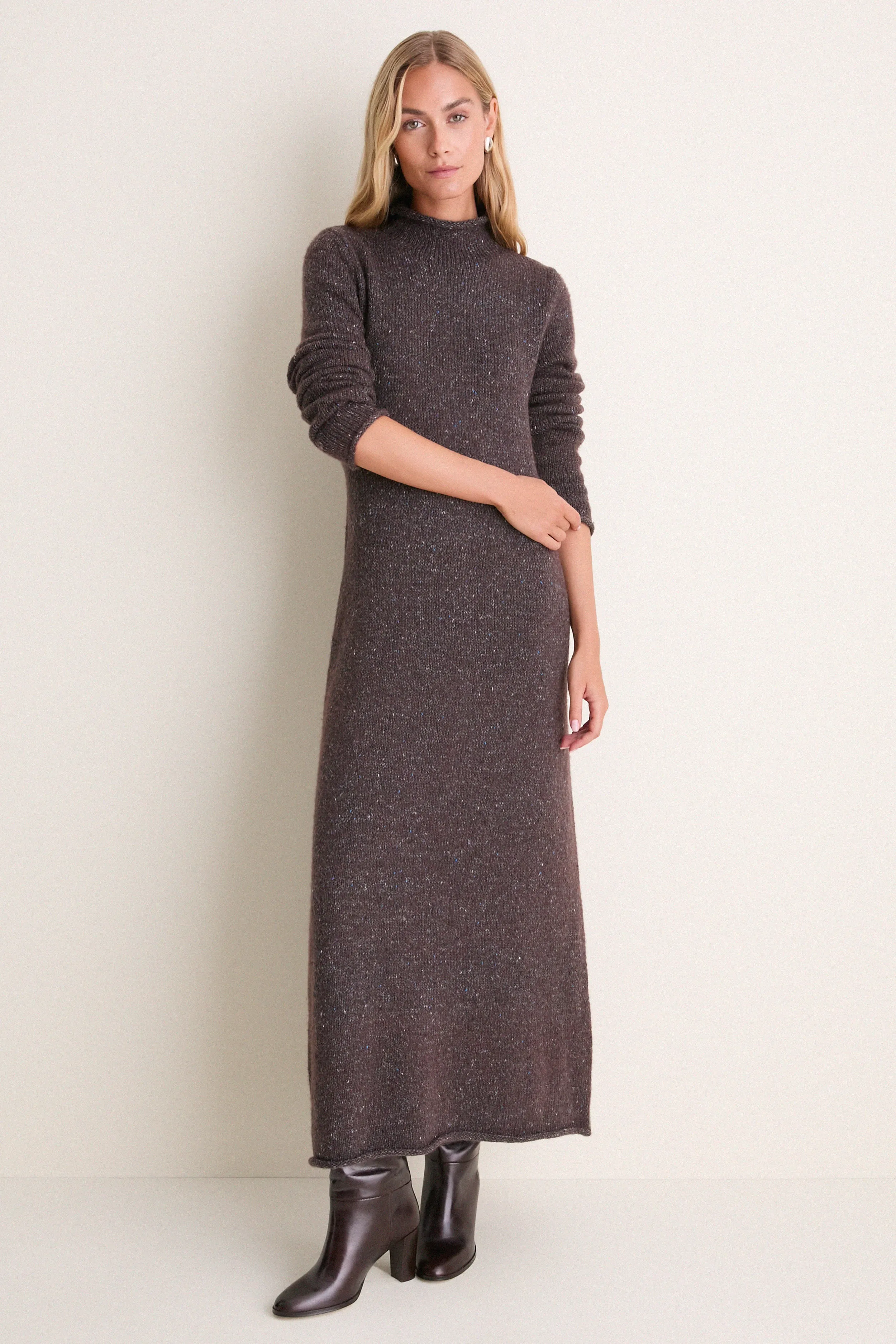 Brown Speckled Merino Blend Burton Sweater Dress sold by Tuckernuck