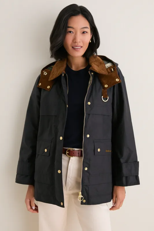 Exclusive Navy and Ancient Wrenwood Wax Jacket made by Barbour