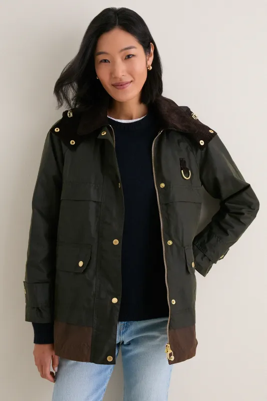Exclusive Fern Bark Shadow Classic Wrenwood Wax Jacket made by Barbour