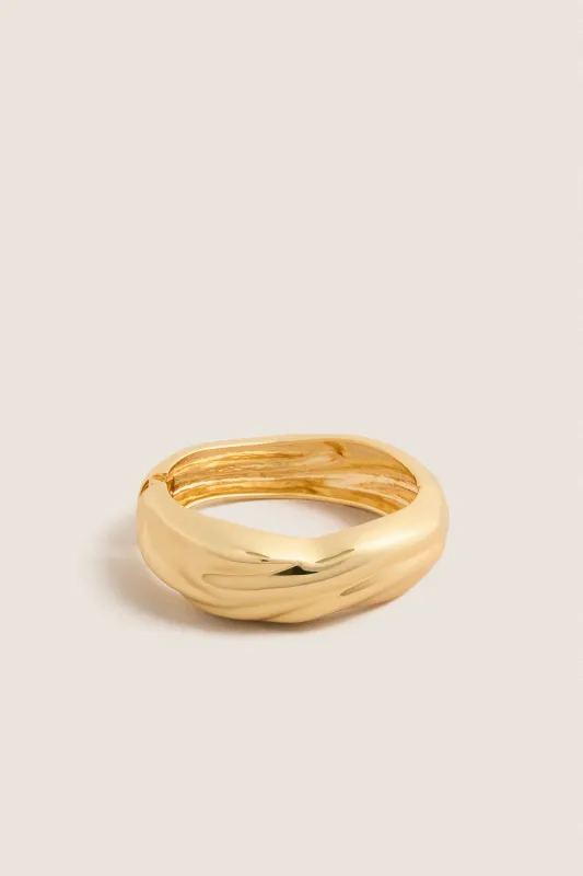 Gold Wave Hinged Bangle Bracelet made by Tuckernuck