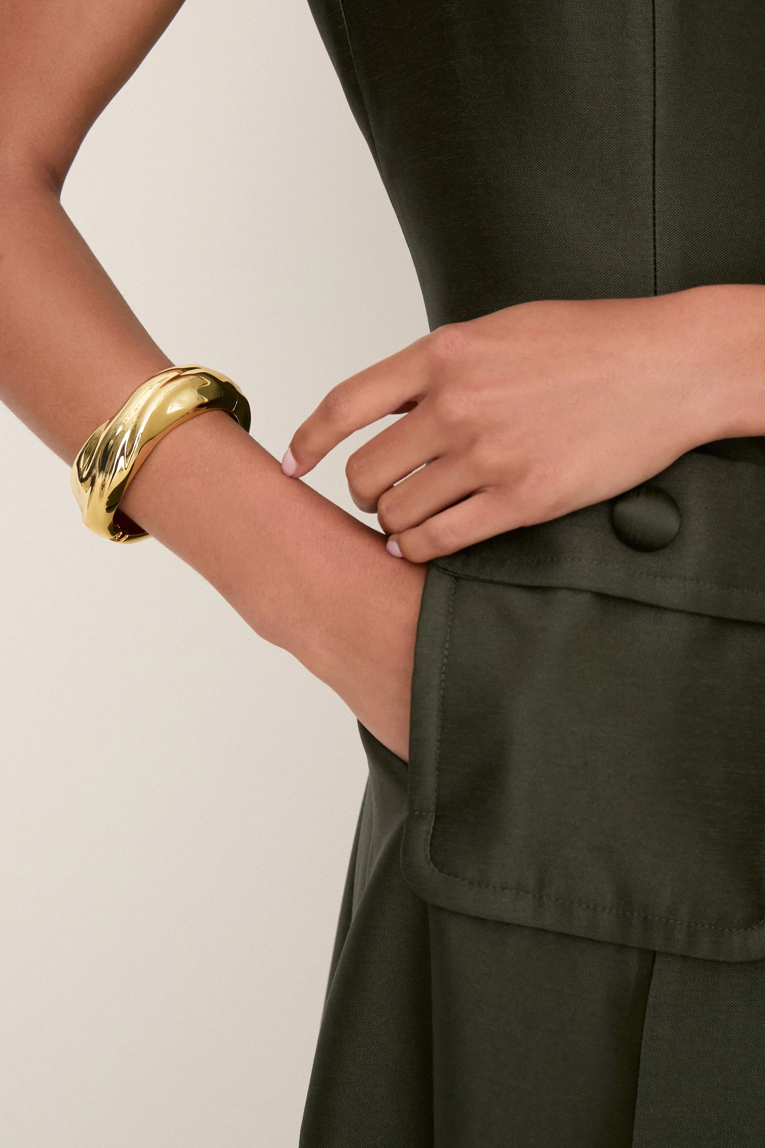 Gold Wave Hinged Bangle Bracelet sold by Tuckernuck product image thumbnail 2