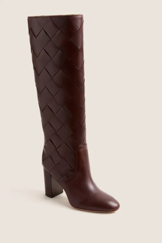 Espresso Vachetta Woven Goldy Boots made by Loeffler Randall