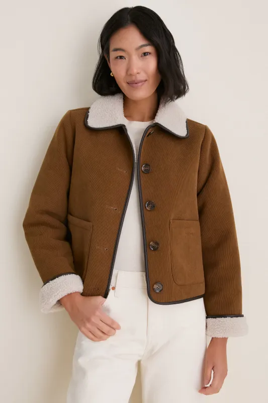 Tan Penny Fleece Casual Jacket made by Barbour