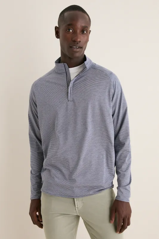 Navy Stealth Stripe Performance Quarter Zip made by Peter Millar