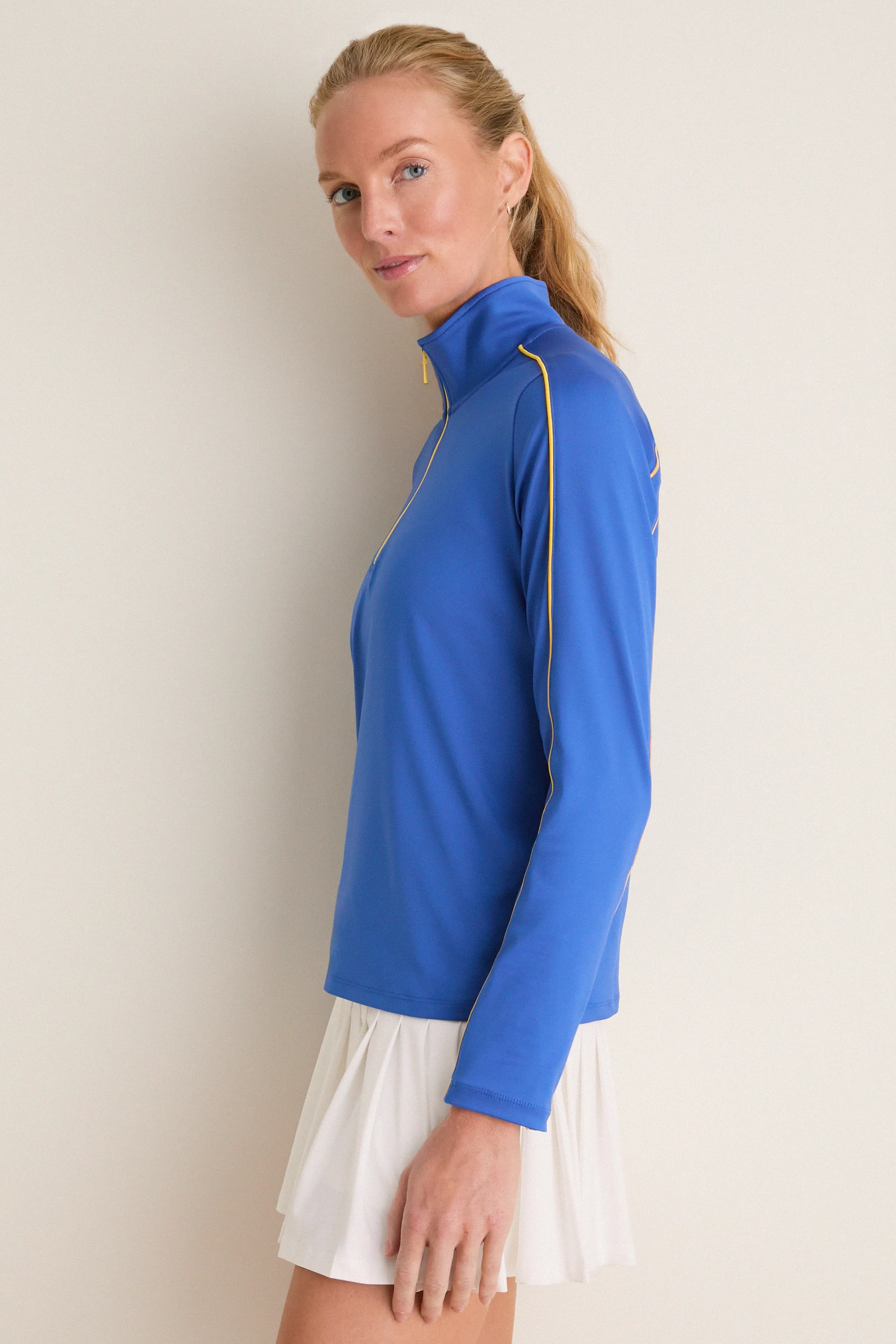 Cobalt Blue Jersey Carver Quarter Zip Tee sold by Tuckernuck product image thumbnail 4