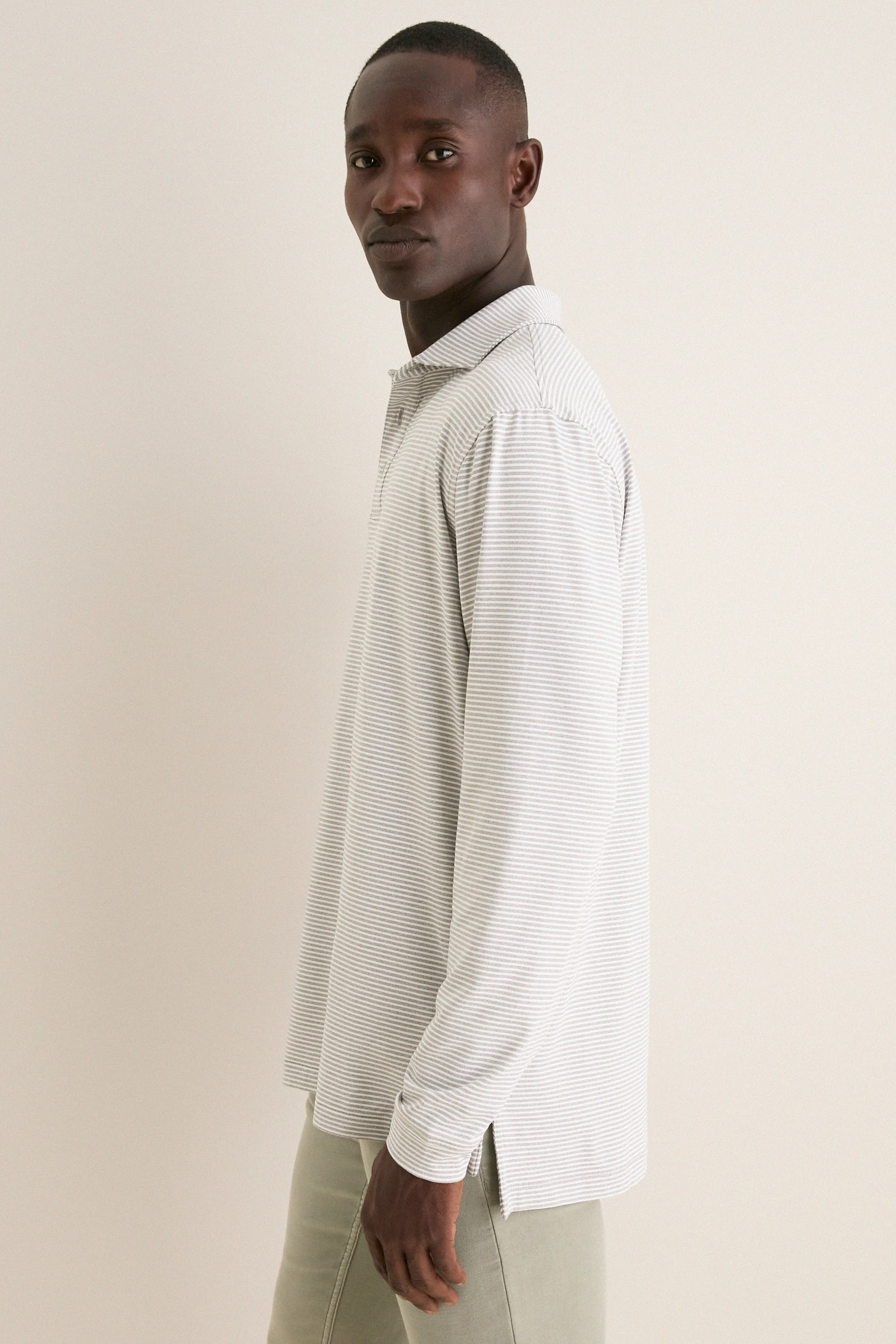 Gale Gray Lyons Stripe Performance Long Sleeve Polo sold by Tuckernuck product image thumbnail 4