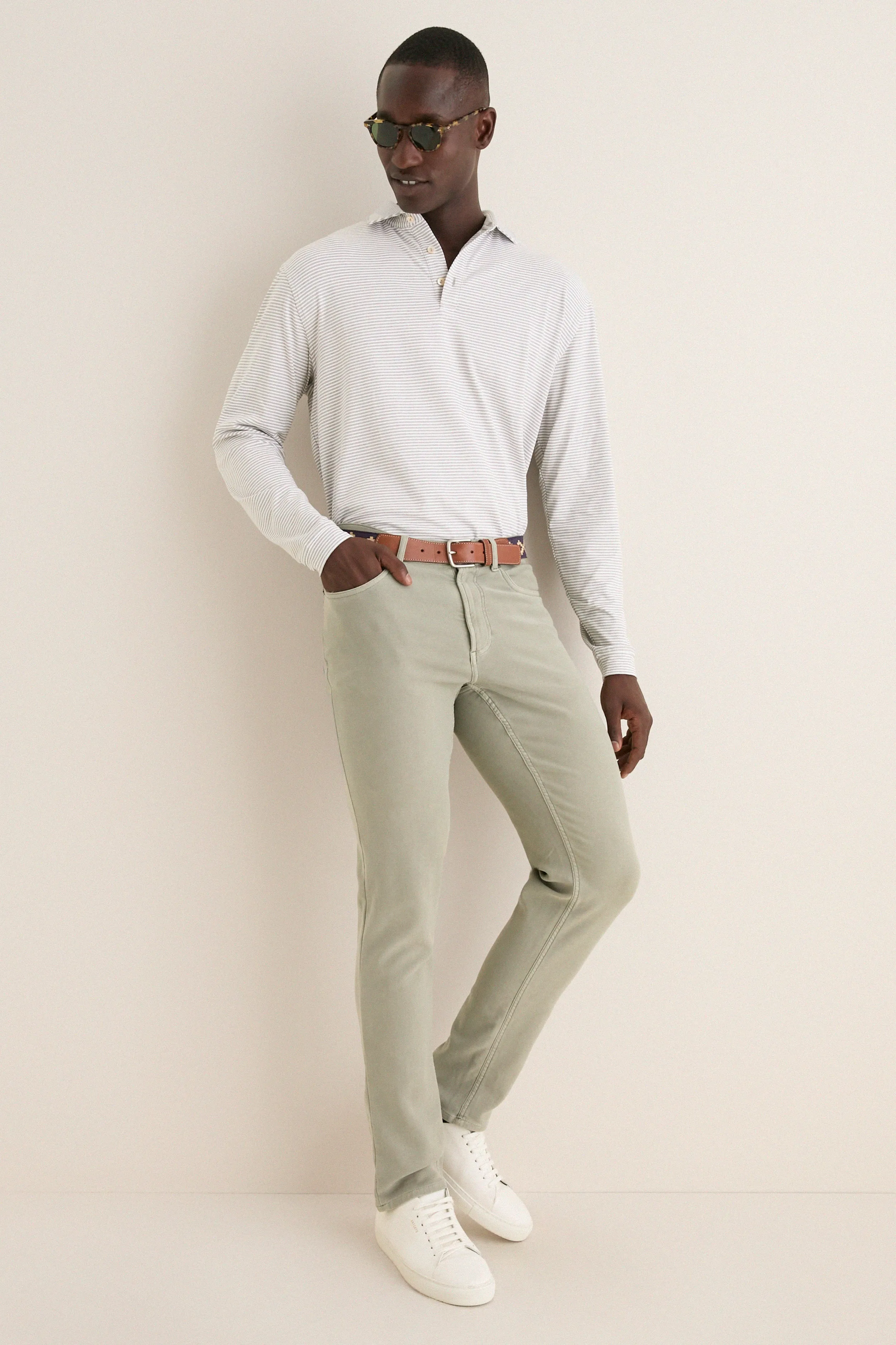Gale Gray Lyons Stripe Performance Long Sleeve Polo sold by Tuckernuck product image thumbnail 2