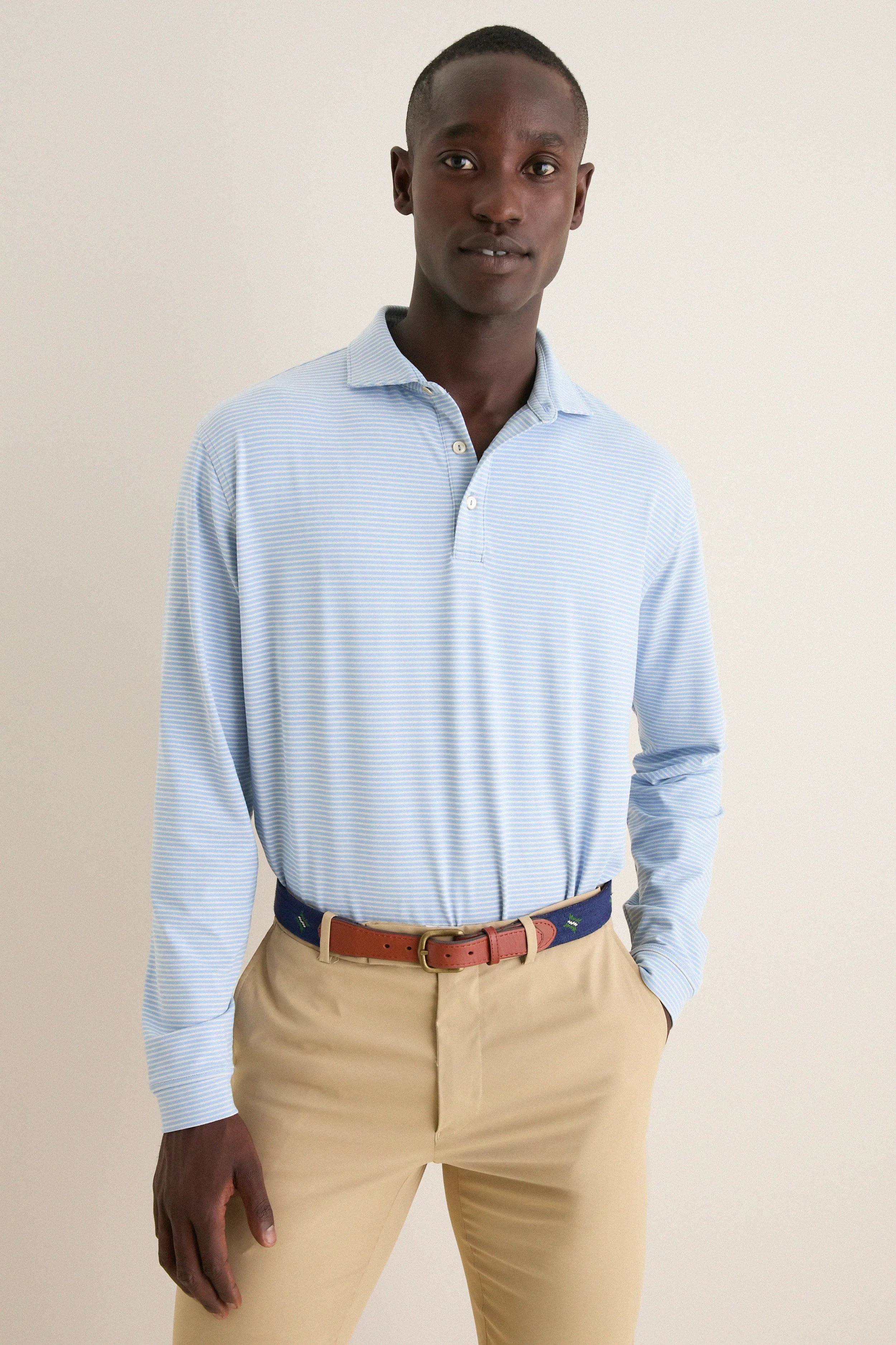 Lakeside Lyons Stripe Performance Long Sleeve Polo sold by Tuckernuck