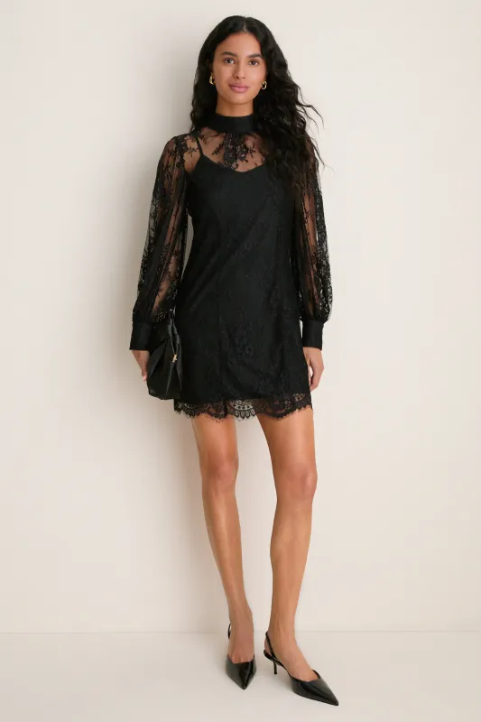 Black Lace Adalyn Mini Dress made by Hyacinth House