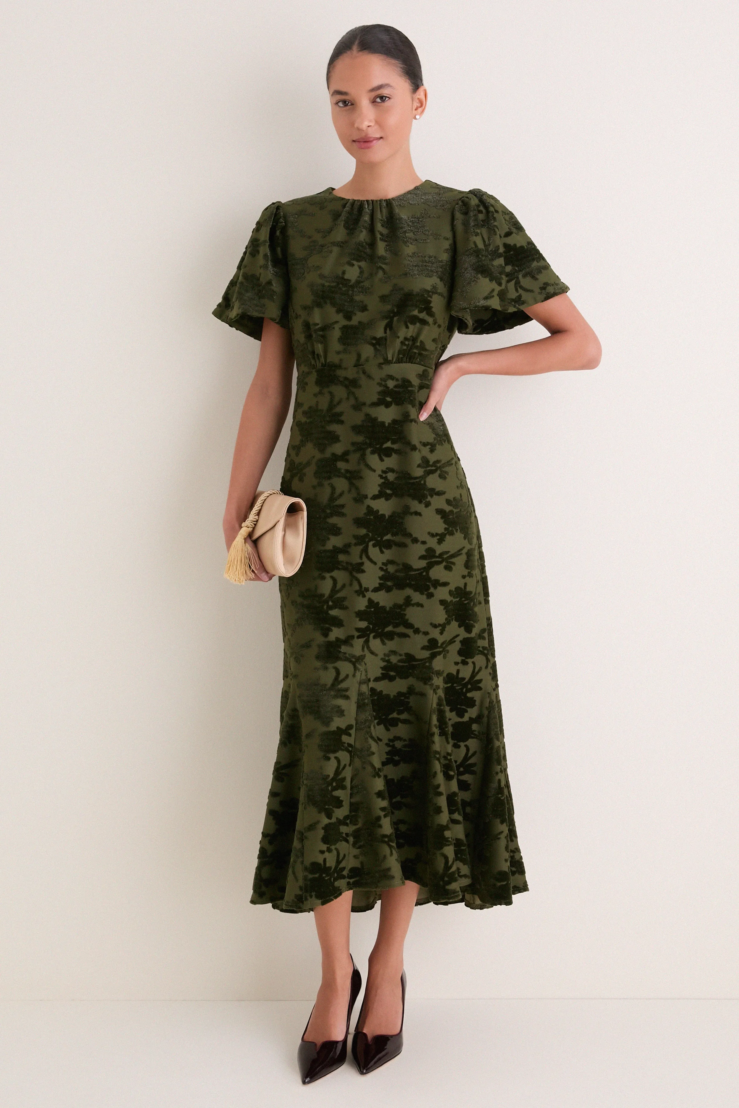 Pine Burnout Velvet Elodie Dress sold by Tuckernuck product image thumbnail 3