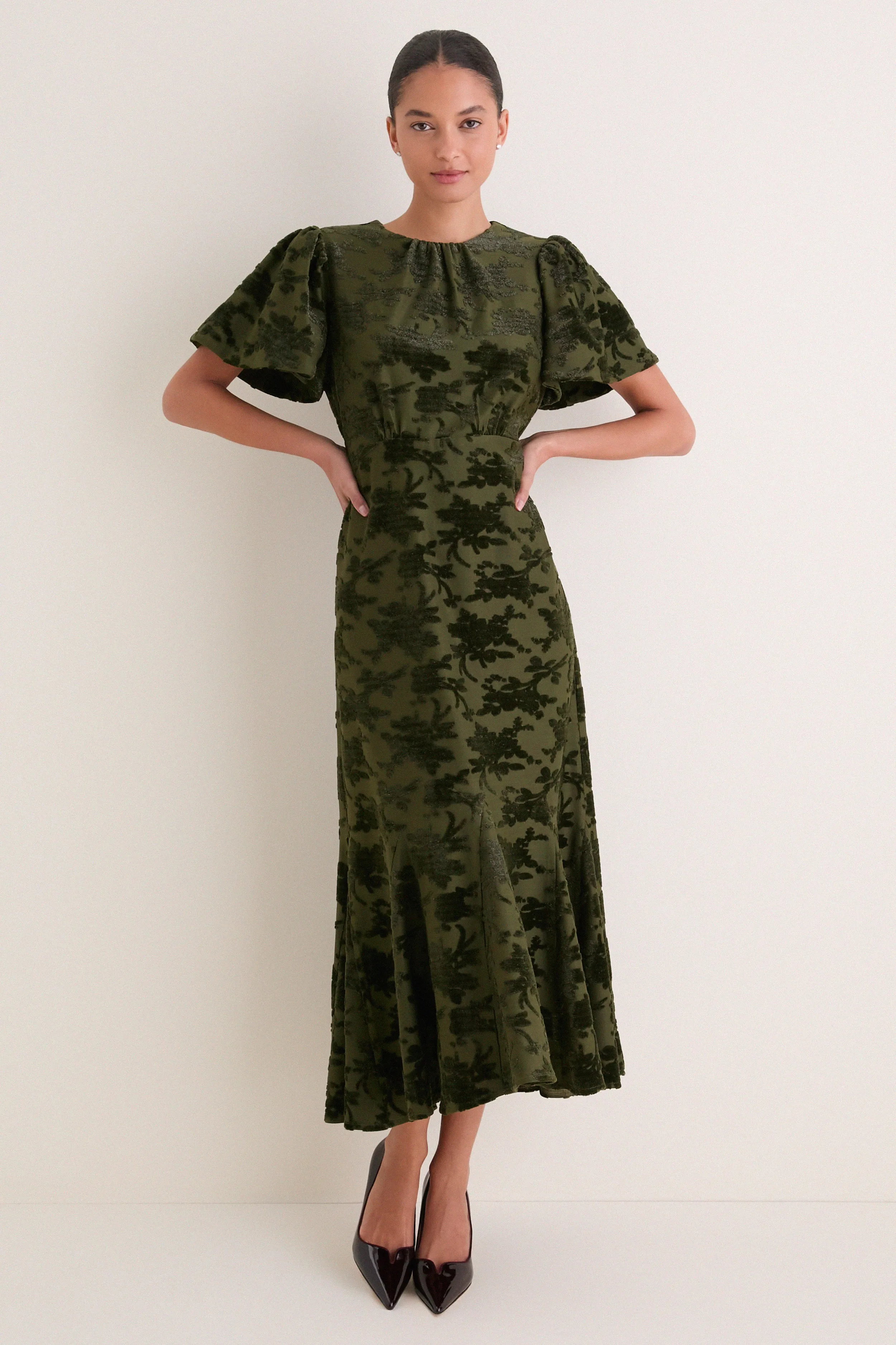 Pine Burnout Velvet Elodie Dress sold by Tuckernuck