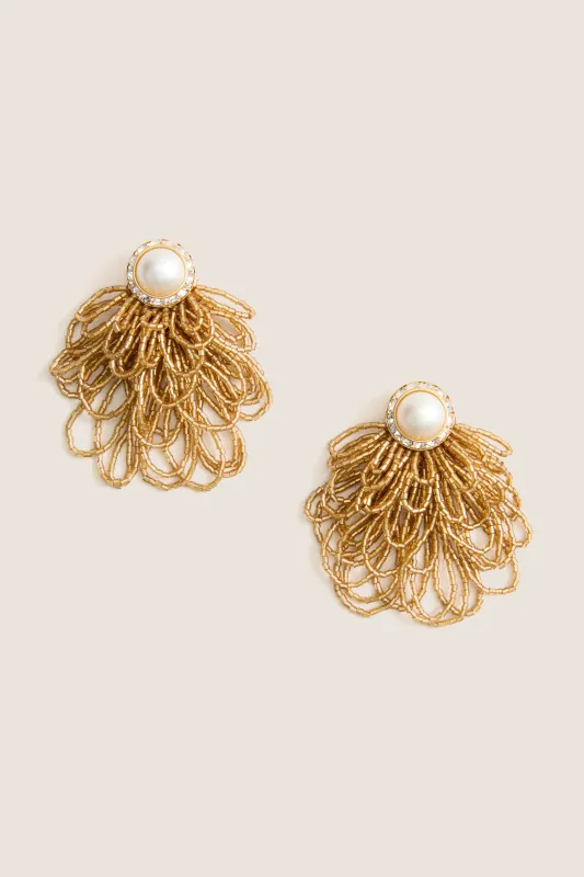 Pearl and Gold Beaded Earrings made by Tuckernuck
