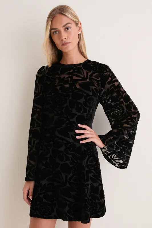 Black Burnout Velvet Oaklynn Mini Dress made by Hyacinth House