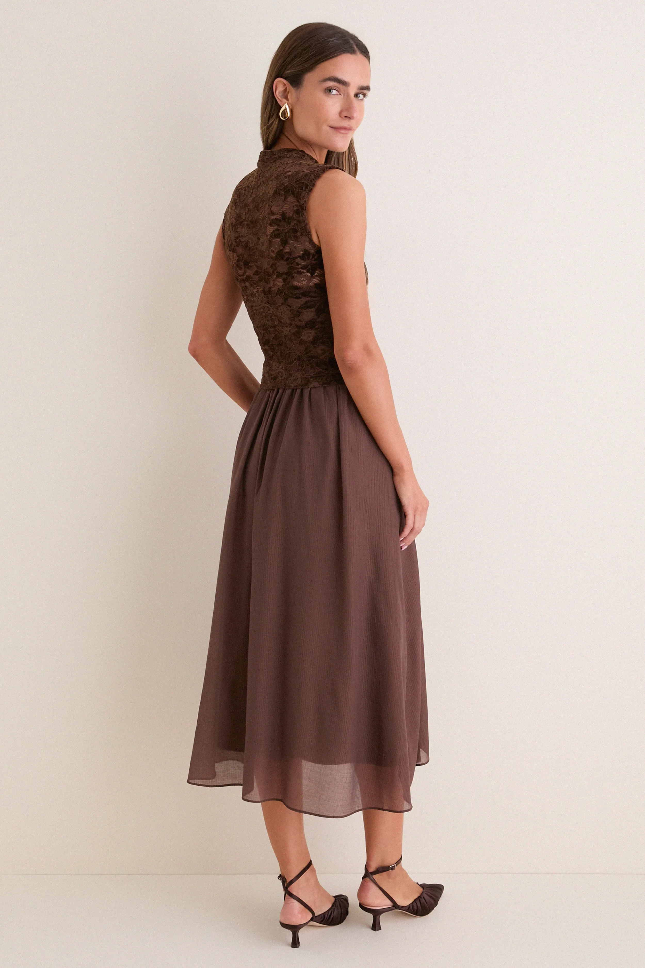 Brown Velvet Lace Twofer Midi Dress sold by Tuckernuck product image thumbnail 4