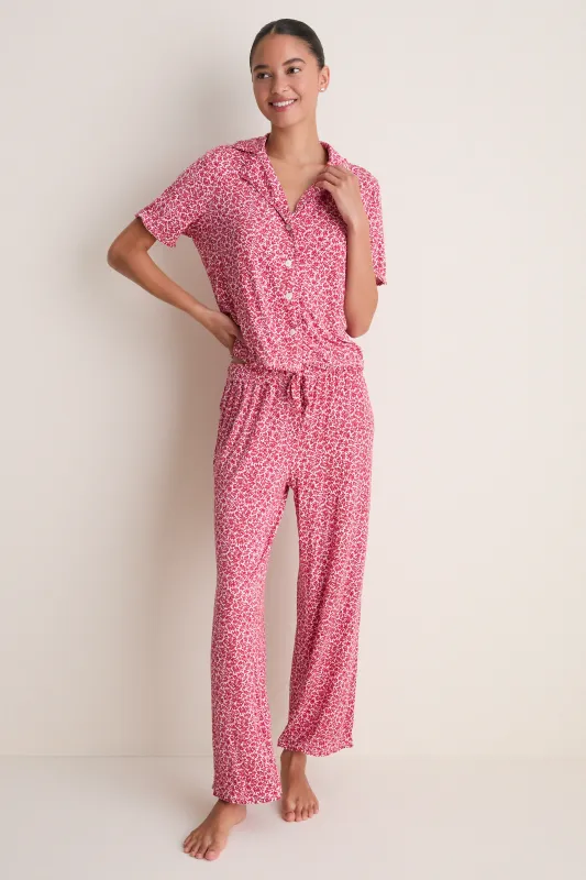 Pink and Red Ditsy Sprigs Marina PJ Set made by Hill House Home