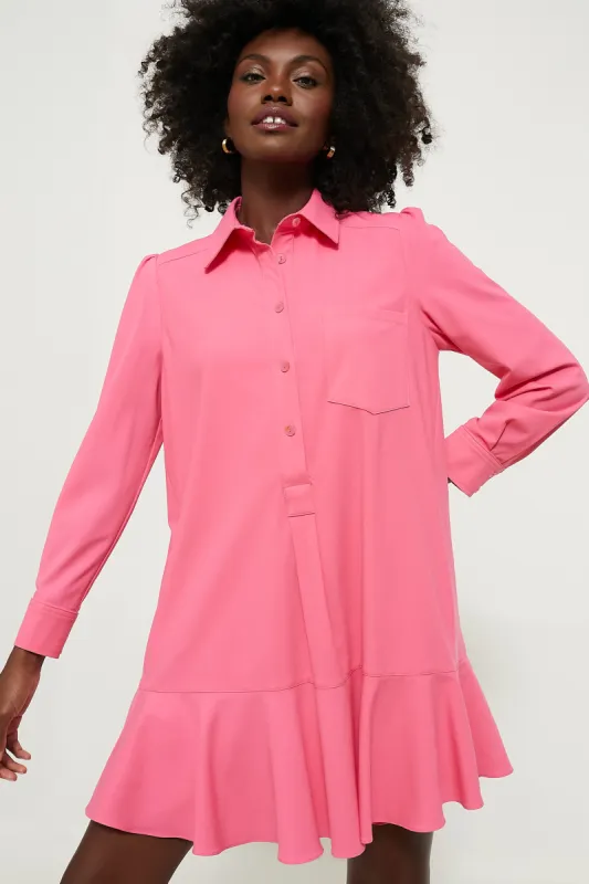 Hot Pink Crepe Callahan Shirt Dress sold by Tuckernuck