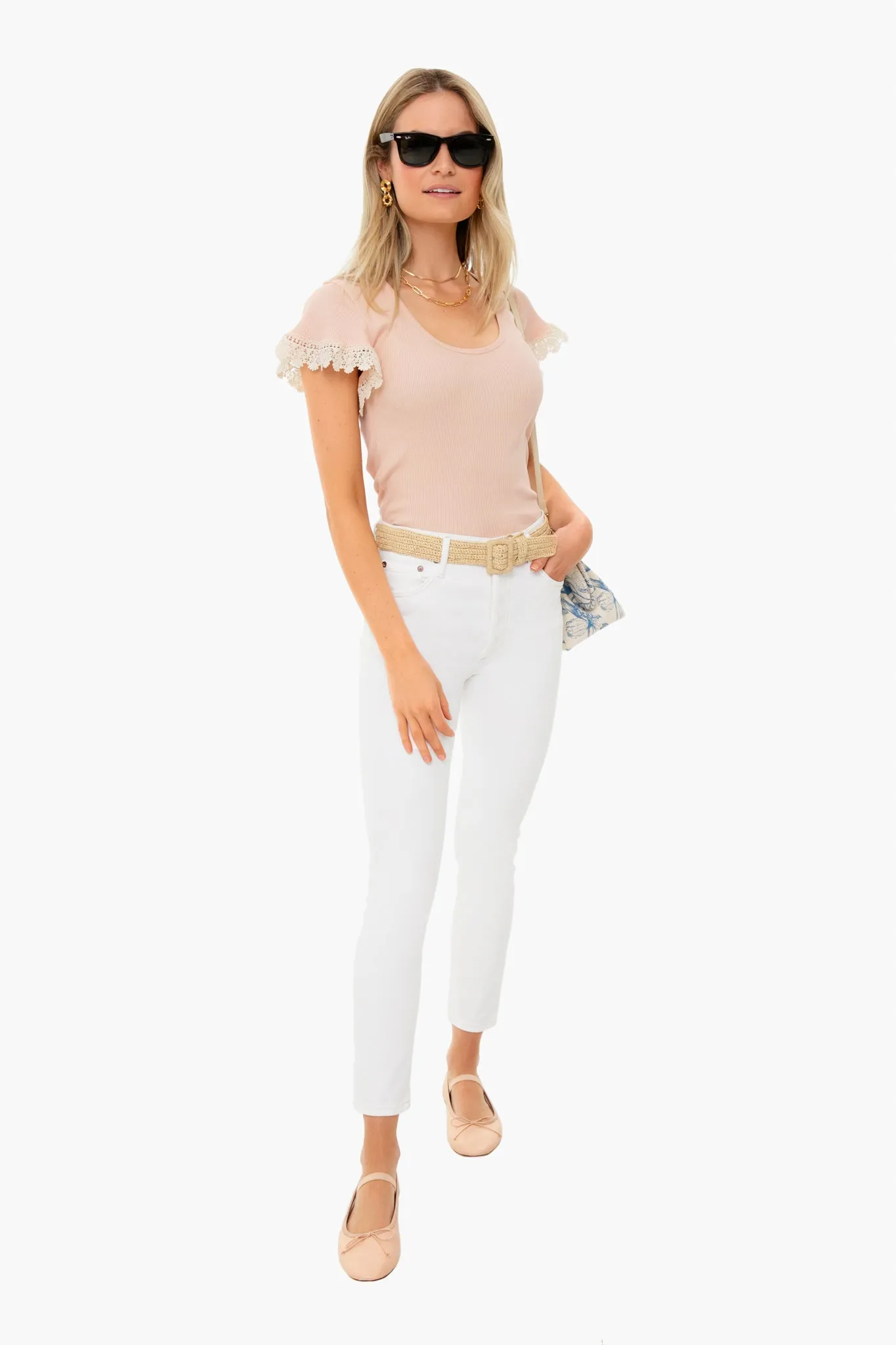 Muted Clay Ribbed Jersey Ruffle Tee sold by Tuckernuck product image thumbnail 2