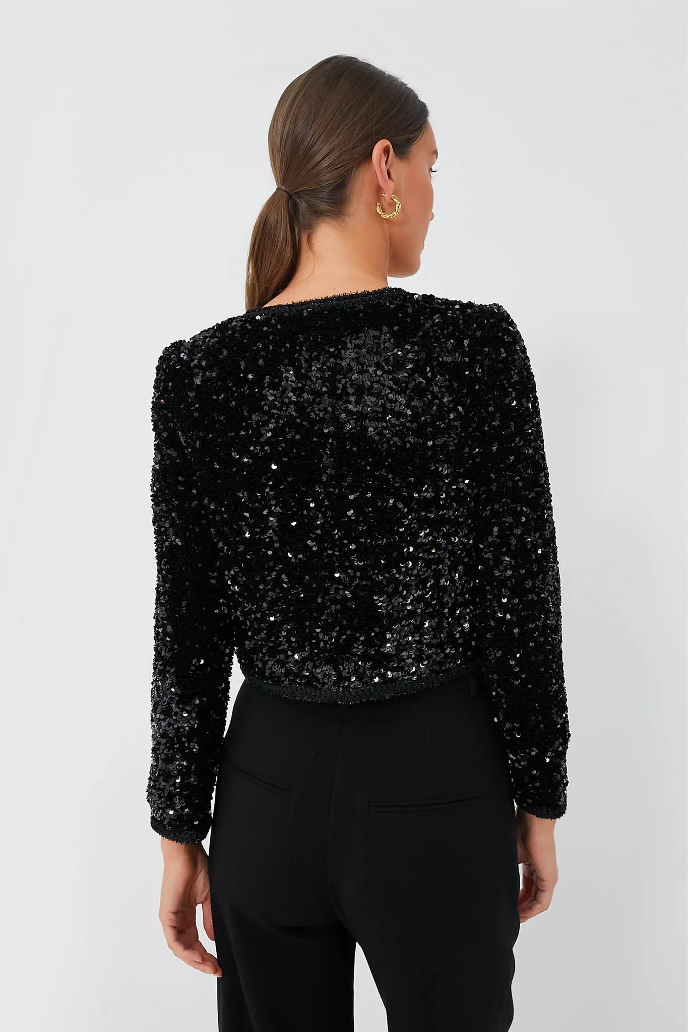 Black Sequin Cropped Jacket sold by Tuckernuck product image thumbnail 4