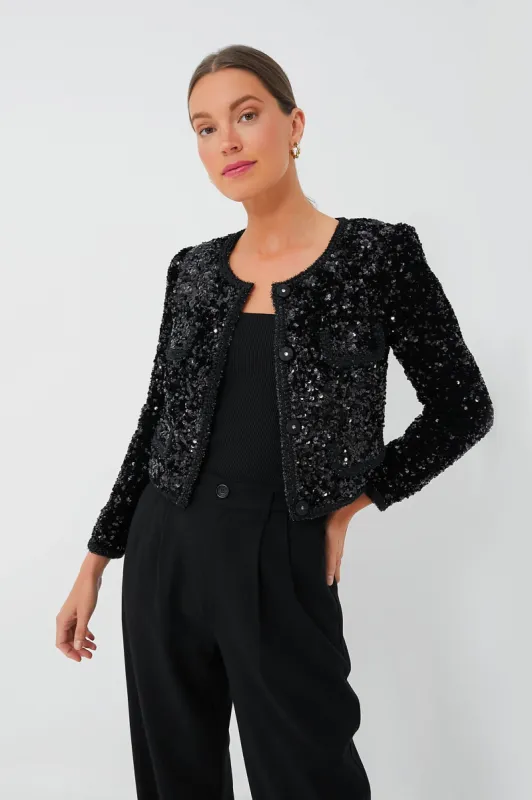 Black Sequin Cropped Jacket sold by Tuckernuck