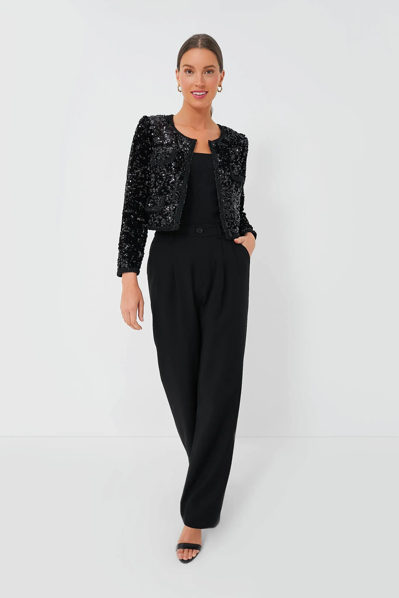 Black Sequin Cropped Jacket sold by Tuckernuck product image thumbnail 2