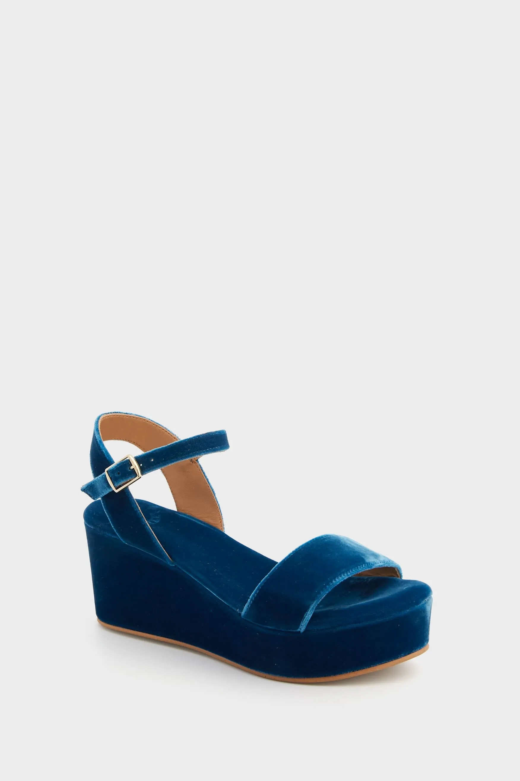 Indigo Girasol Velvet Platform Heels sold by Tuckernuck