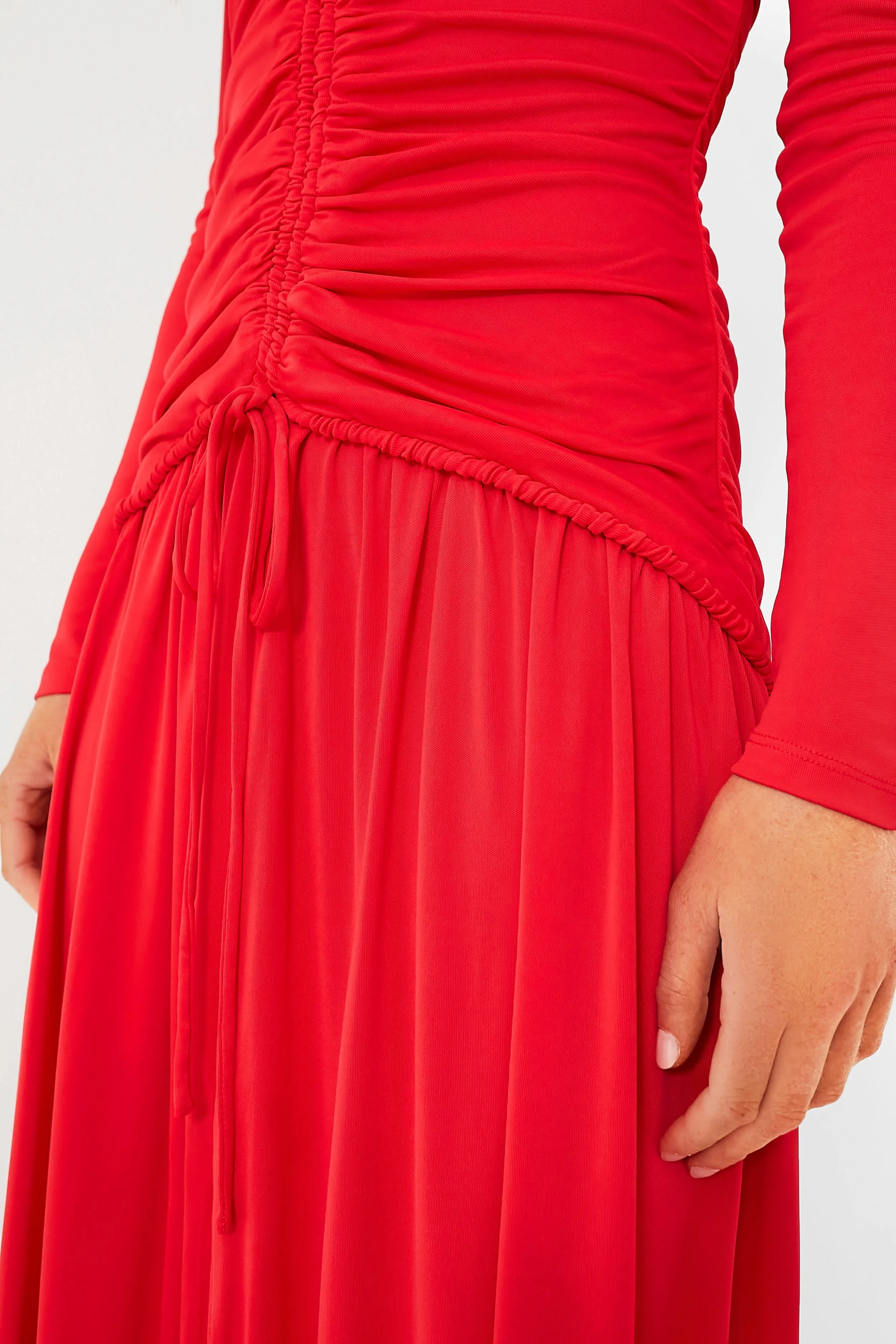 Red V Neck Long Sleeve Midi Dress sold by Tuckernuck product image thumbnail 5