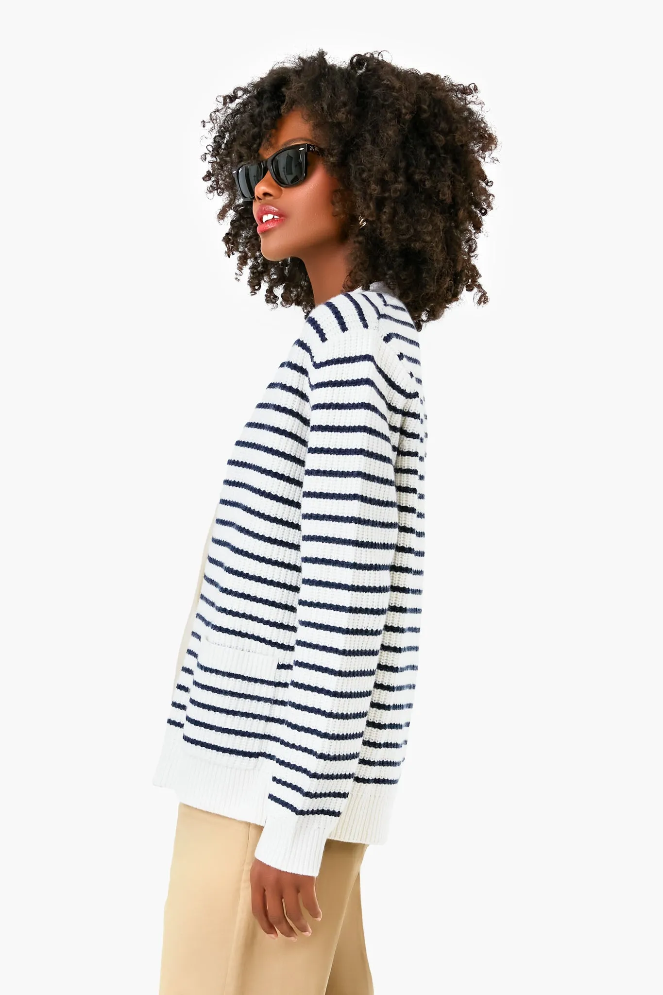 The Cream and Navy Monica Cardigan sold by Tuckernuck product image thumbnail 3