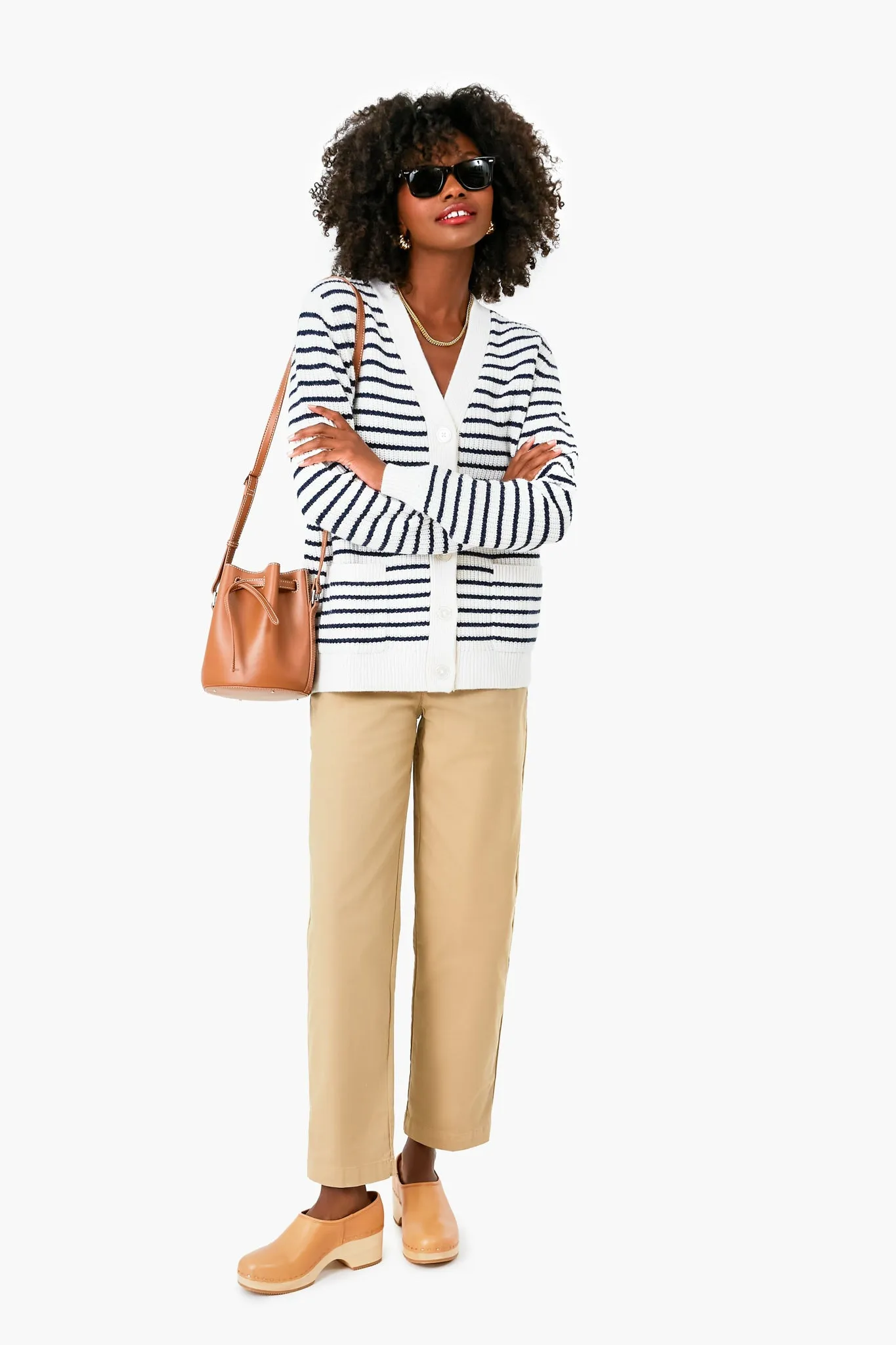 The Cream and Navy Monica Cardigan sold by Tuckernuck product image thumbnail 2