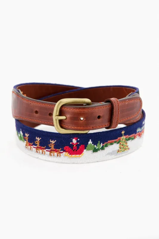 North Pole Needlepoint Belt sold by Tuckernuck