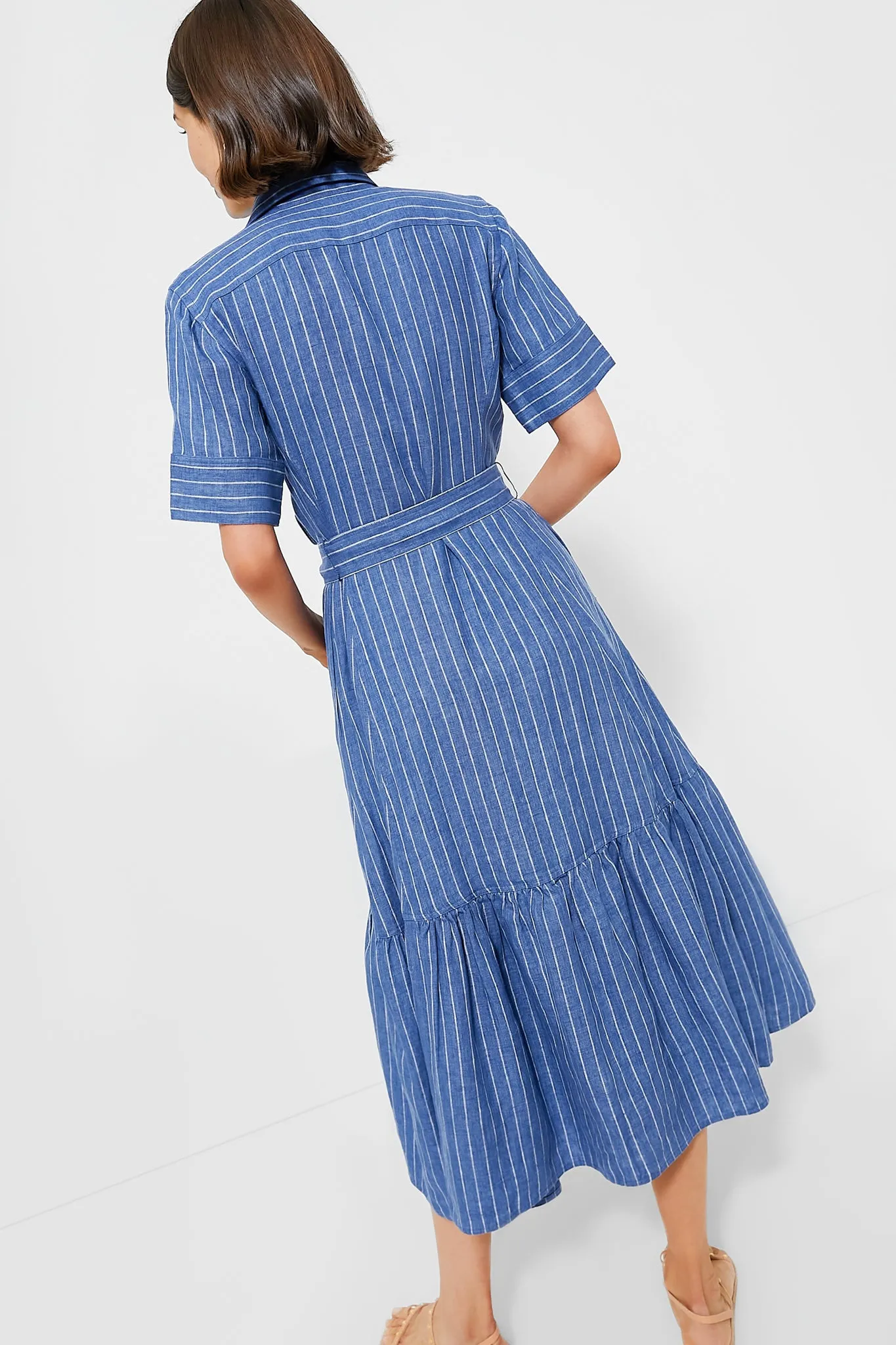 Medium Blue and White Shortsleeve Bea Dress sold by Tuckernuck product image thumbnail 4